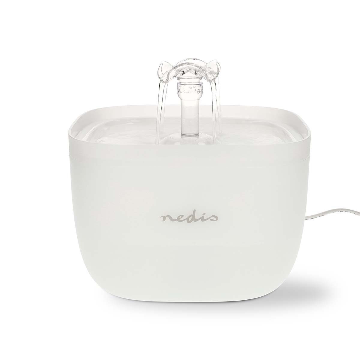 Nedis Wasserspender PETWF21WT 2.7 l, Trinkbrunnen mit Filter, Wasserfall, leise, BPA-Frei & Nachtlicht