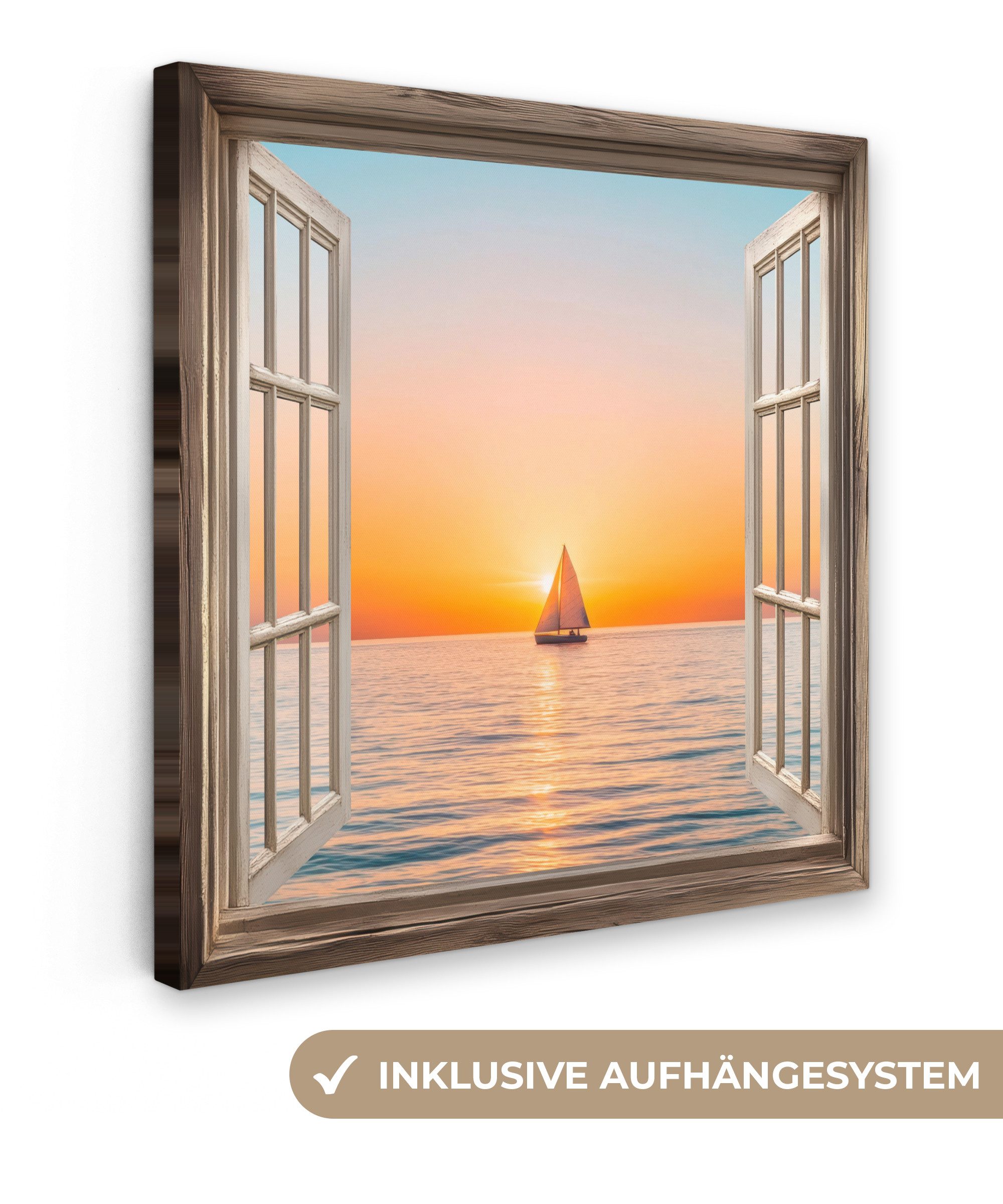OneMillionCanvasses® Leinwandbild Transparenter Blick - Meer - Boot - Sonne günstig online kaufen