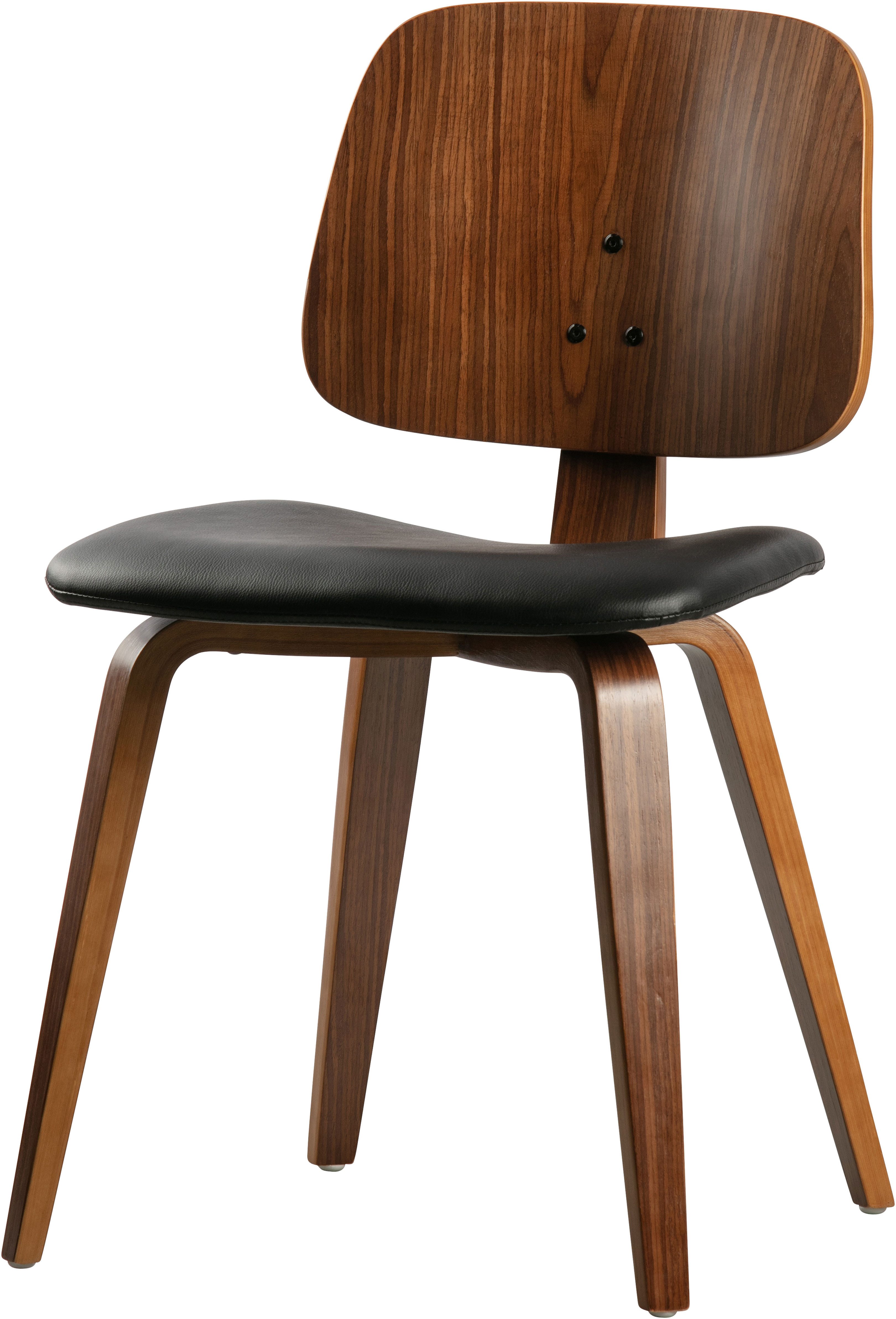 WOOOD Esszimmerstuhl Classic mit Kunstleder-Bezug, B 48 x T 50 x H 81 cm, Walnussfurnier-Gestell, Tragkraft 130 kg, Pfleiglicht
