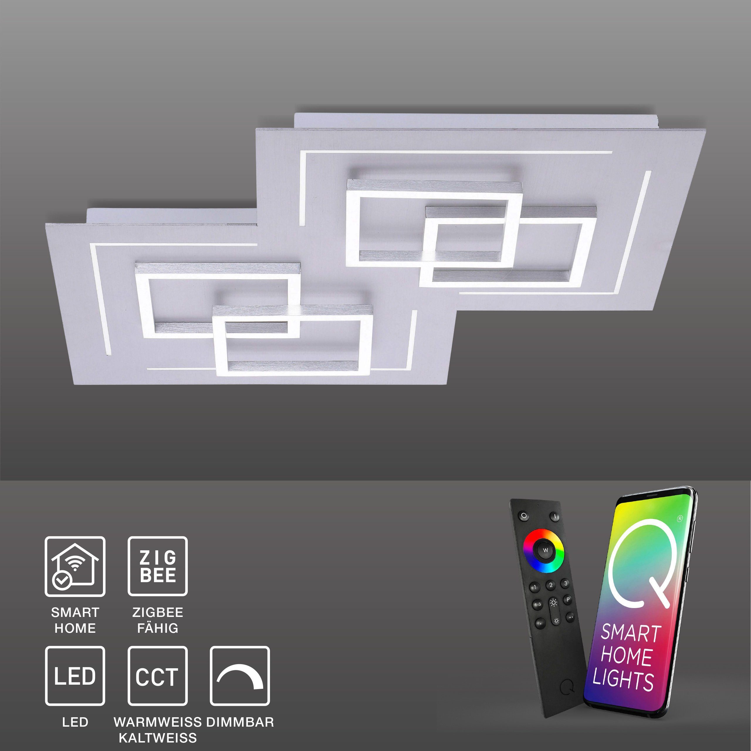 Paul Neuhaus Smarte LED-Leuchte LED Deckenlampe Q - LINEA Smart Home, Smart Home, CCT-Farbtemperaturregelung, Dimmfunktion, Memoryfunktion, mit Leuchtmittel, CCT Farbwechsel + dimmbar per Fernbedienung + App