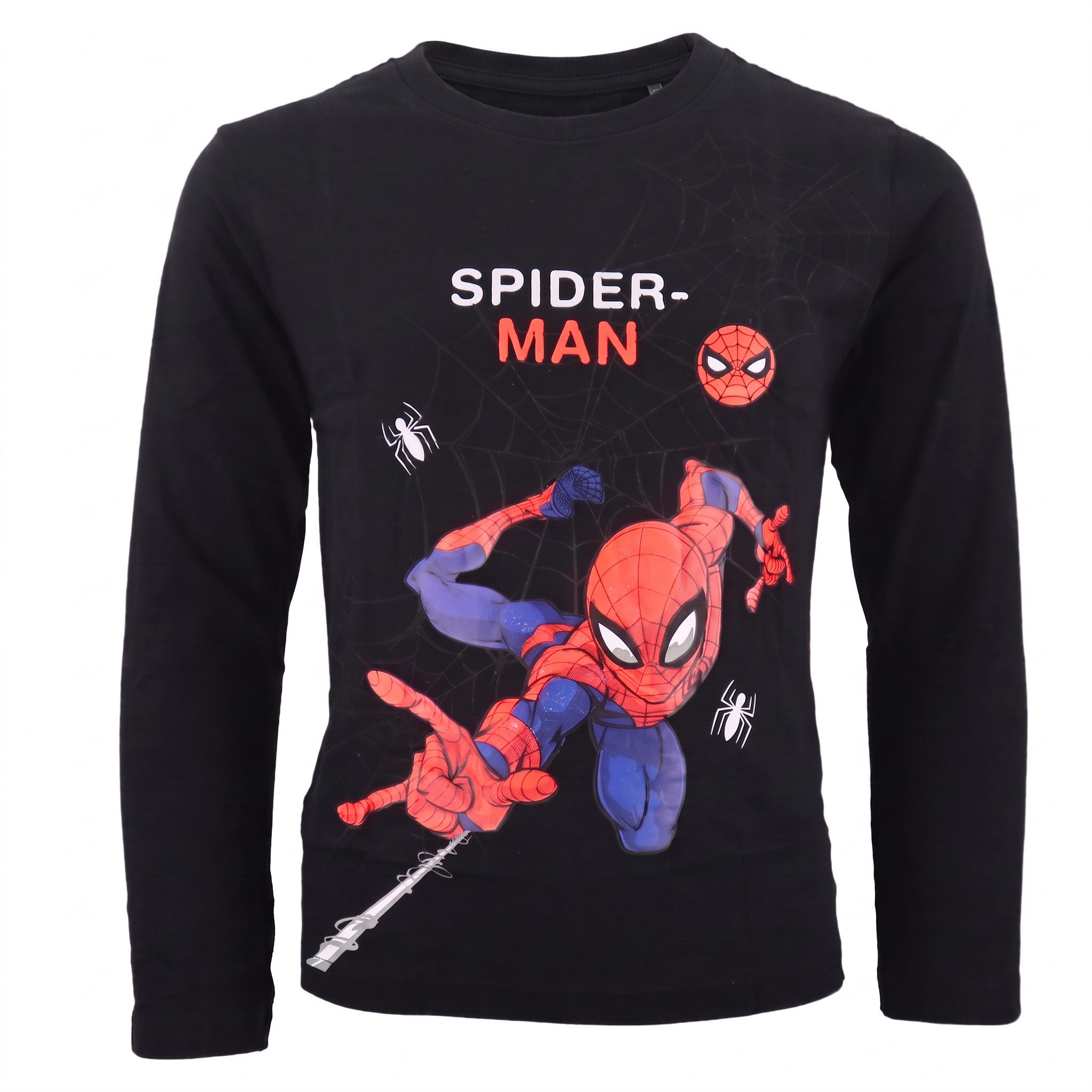 MARVEL Langarmshirt Marvel Spiderman Kinder Jungen Shirt 100% Baumwolle - Gr. 104 bis 134