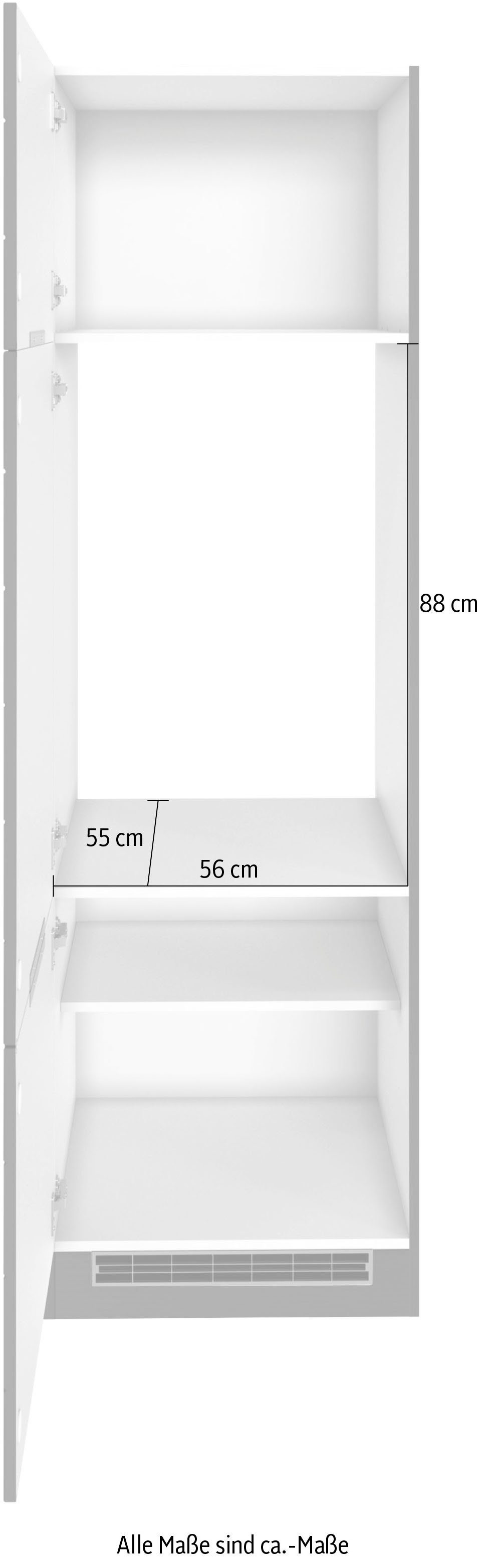 Luhe weiß breit, hochwertige | weiß waagerechter mit MÖBEL Lisene cm MDF-Fronten Kühlumbauschrank Matt/weiß HELD 60