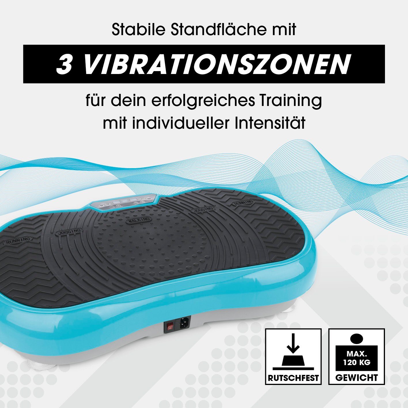 VITALmaxx Vibrationsplatte Ganzkörperplatte Expanderbänder 99 Türkis W, inkl. 200,00 Vibrotrainer 4-teilig Stufen