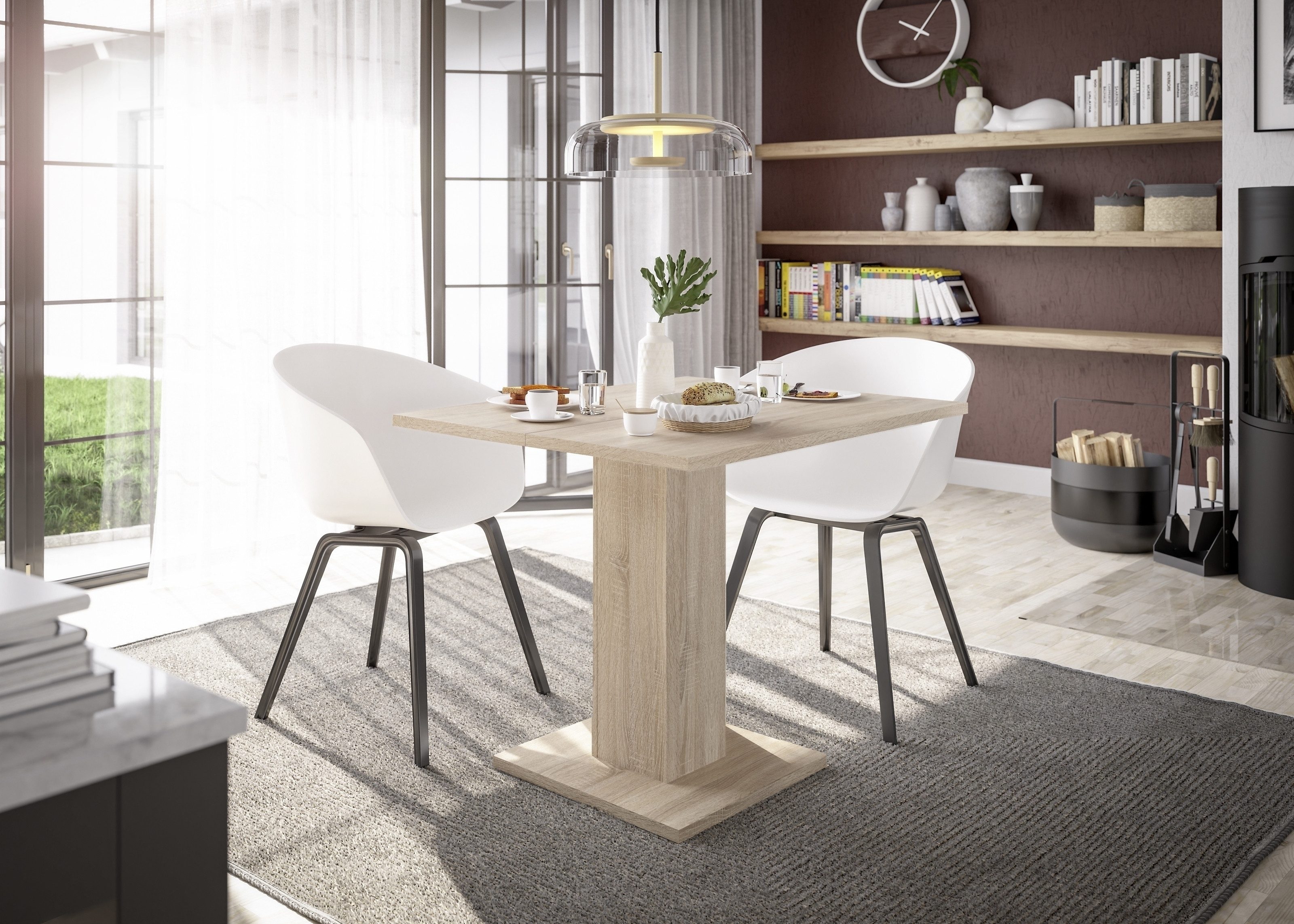 freiraum Säulen-Esstisch Tap (ausziehbar), (ausziehbar) in eiche sägerau - günstig online kaufen