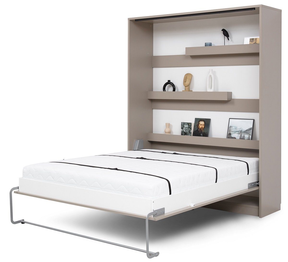 QMM TraumMöbel Schrankbett GN 120x200 mit LED, optionalen Schreibtisch & 2 Schränke (Set, 3-St., Schrankbett & 2 Schränke) vertikal klappbar