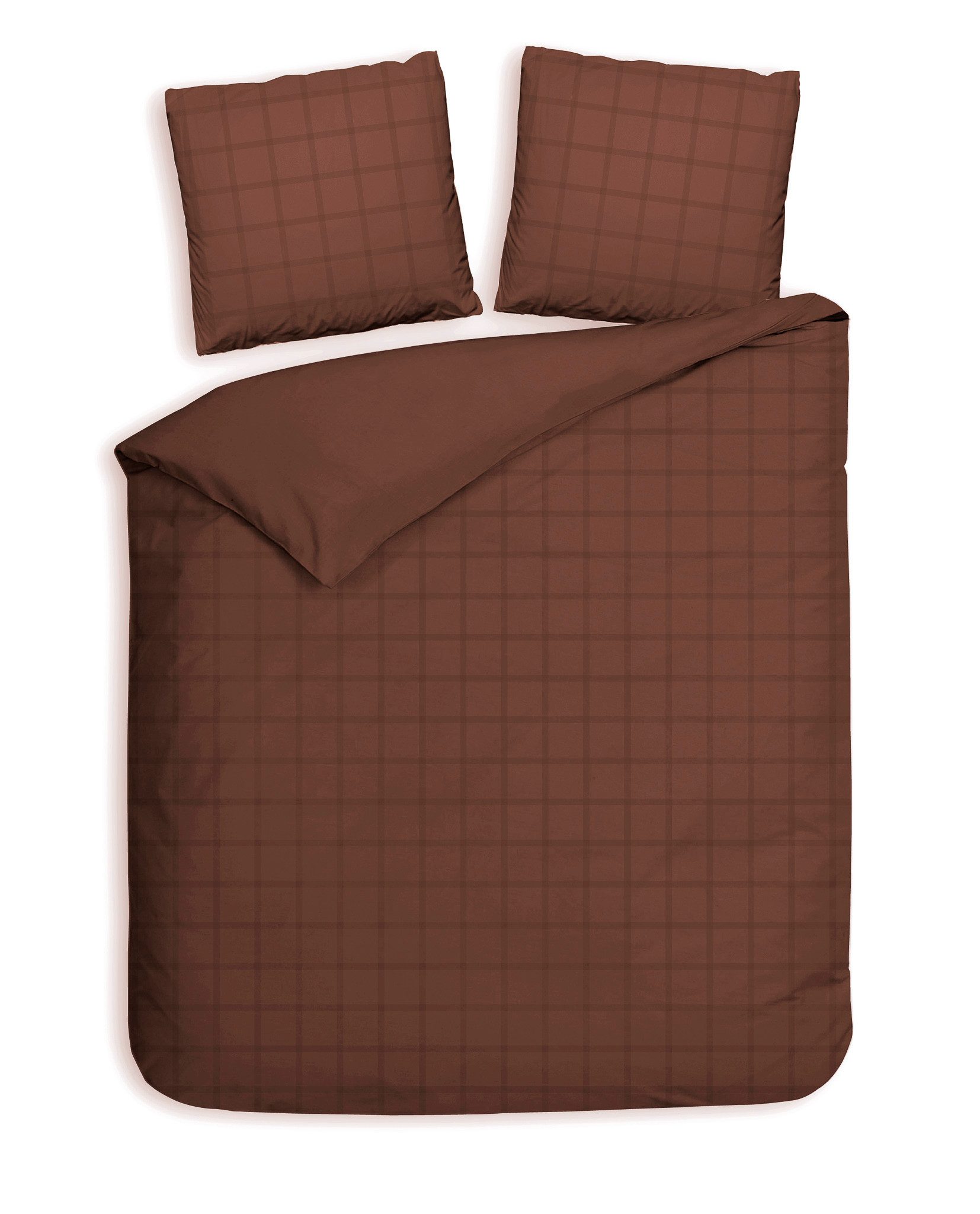 Heckett and Lane Bettwäsche Heckett & Lane Mako-Satin Bettwäsche 135x200 Diamante Marsala rotbraun, Mako-Satin, 2 teilig