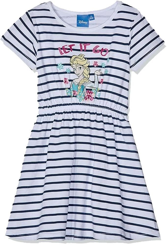 Disney Frozen Jerseykleid FROZEN Anne + Elsa Mädchenkleid gestreift 3 4 5 6 8 Jahre