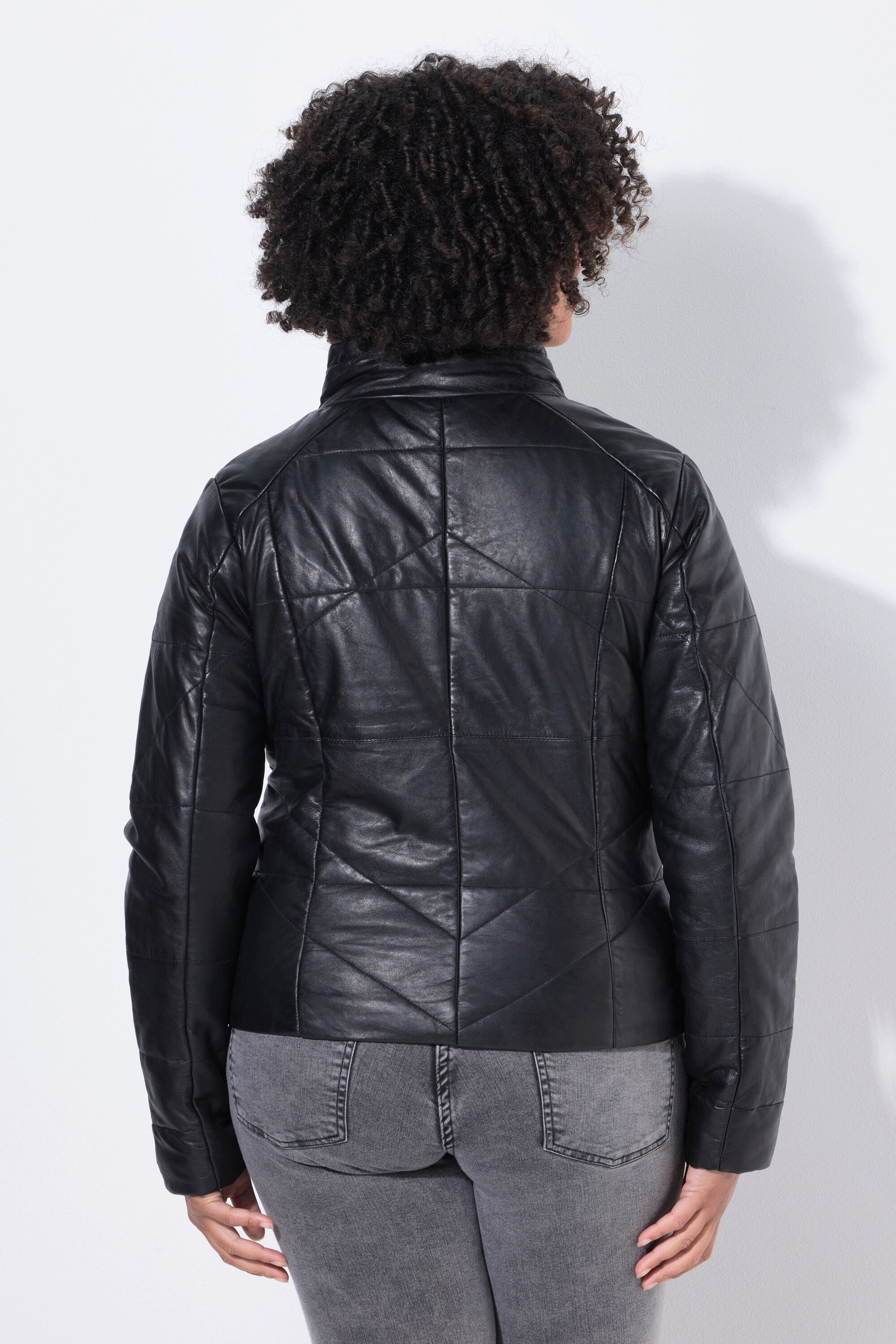 Angel of Style Parka Lederjacke Stepp Metallzipper
