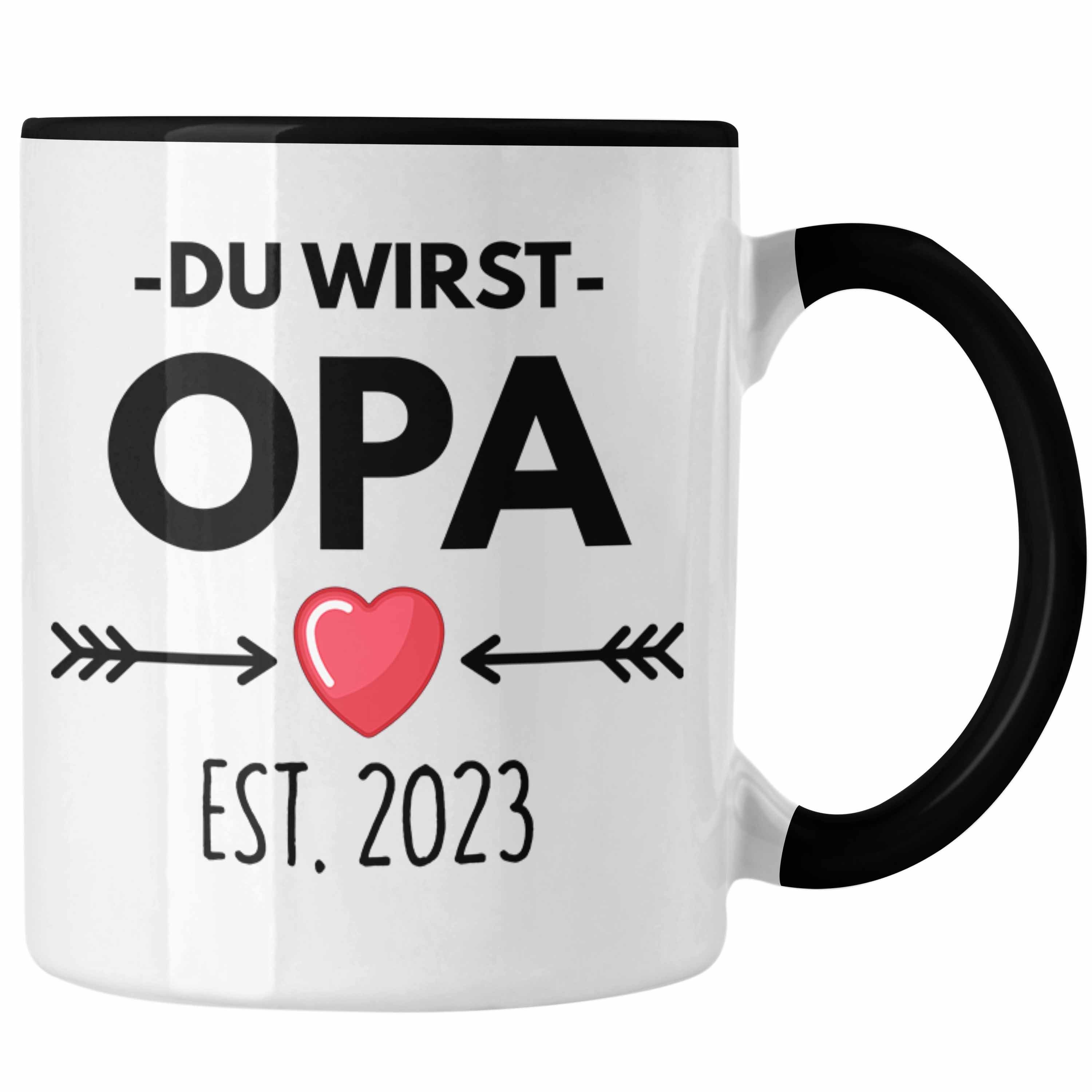 Trendation Tasse Trendation - Opa Du Wirst Opa 2023 Geschenk Schwangerschaft Schwarz | Teetassen