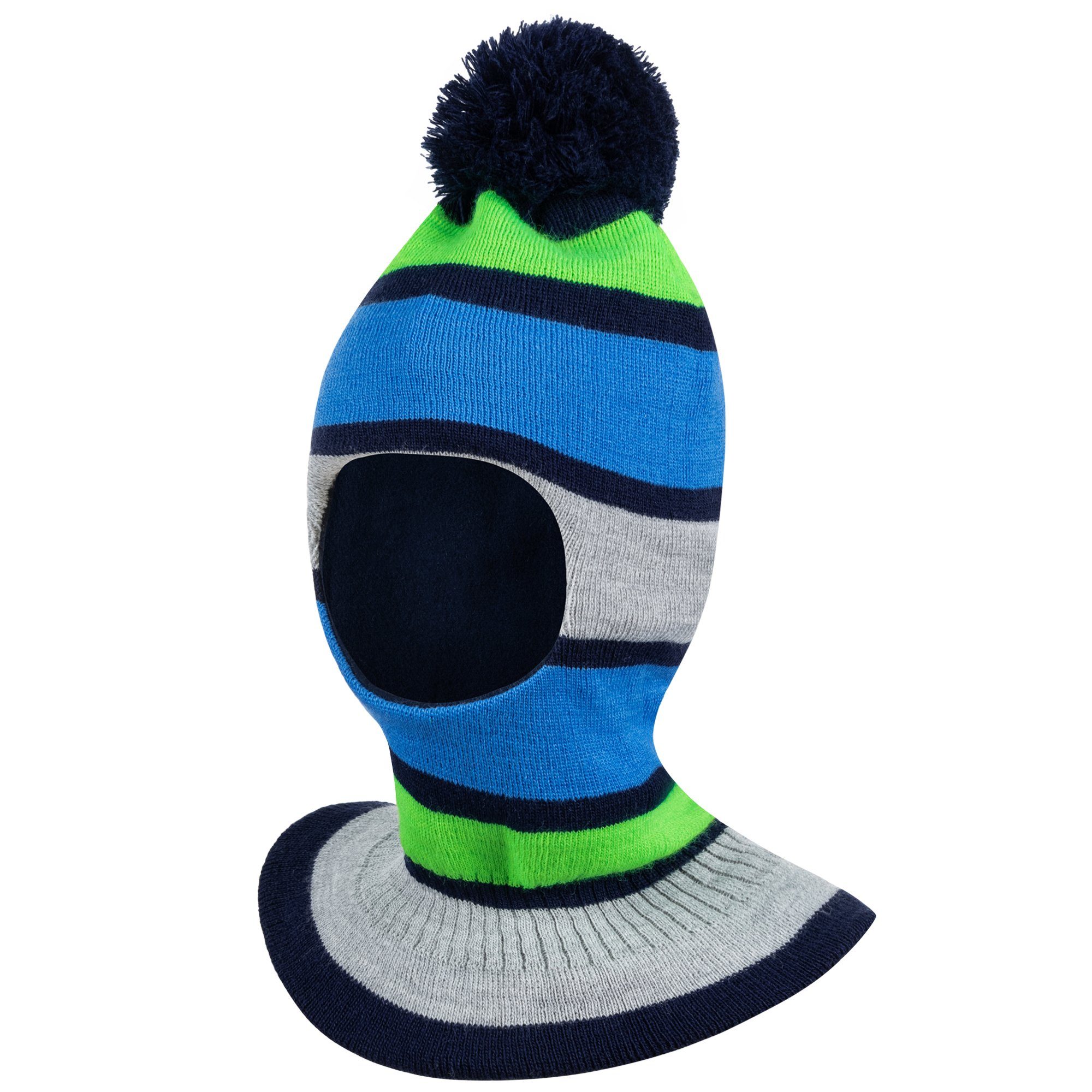 Schlupfmütze Wintermütze Schalmütze Strickmütze warme Jungenmütze Bommelmütze