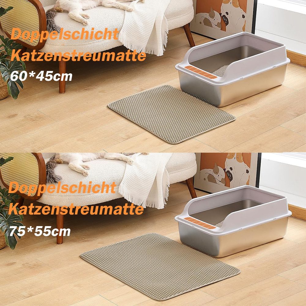 TUWENA Katzentoilette Doppelschicht Katzenklo Matte, Wasserdichte Katzenmatte Katzenklo, Leicht zu reinigen, Rutschfeste Katzenmatte Unterleger Waben Design
