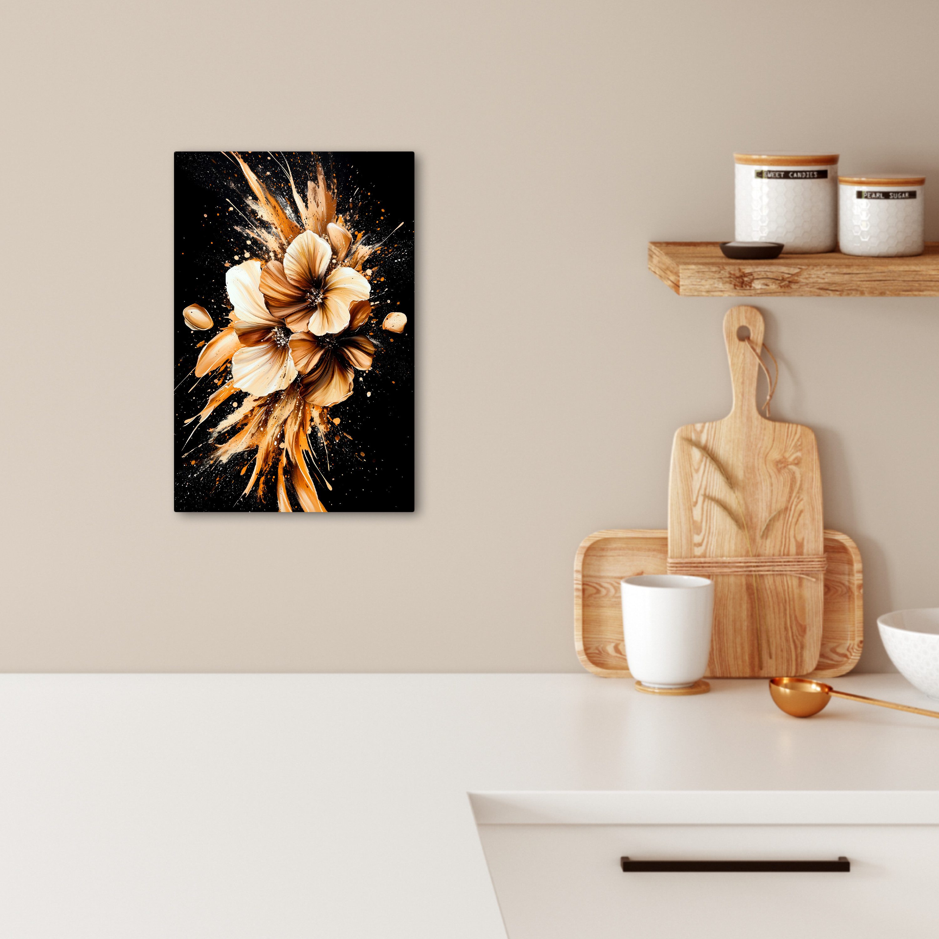 OneMillionCanvasses® Leinwandbild Blumen - Gold - Graffiti - Schwarz - Abst günstig online kaufen