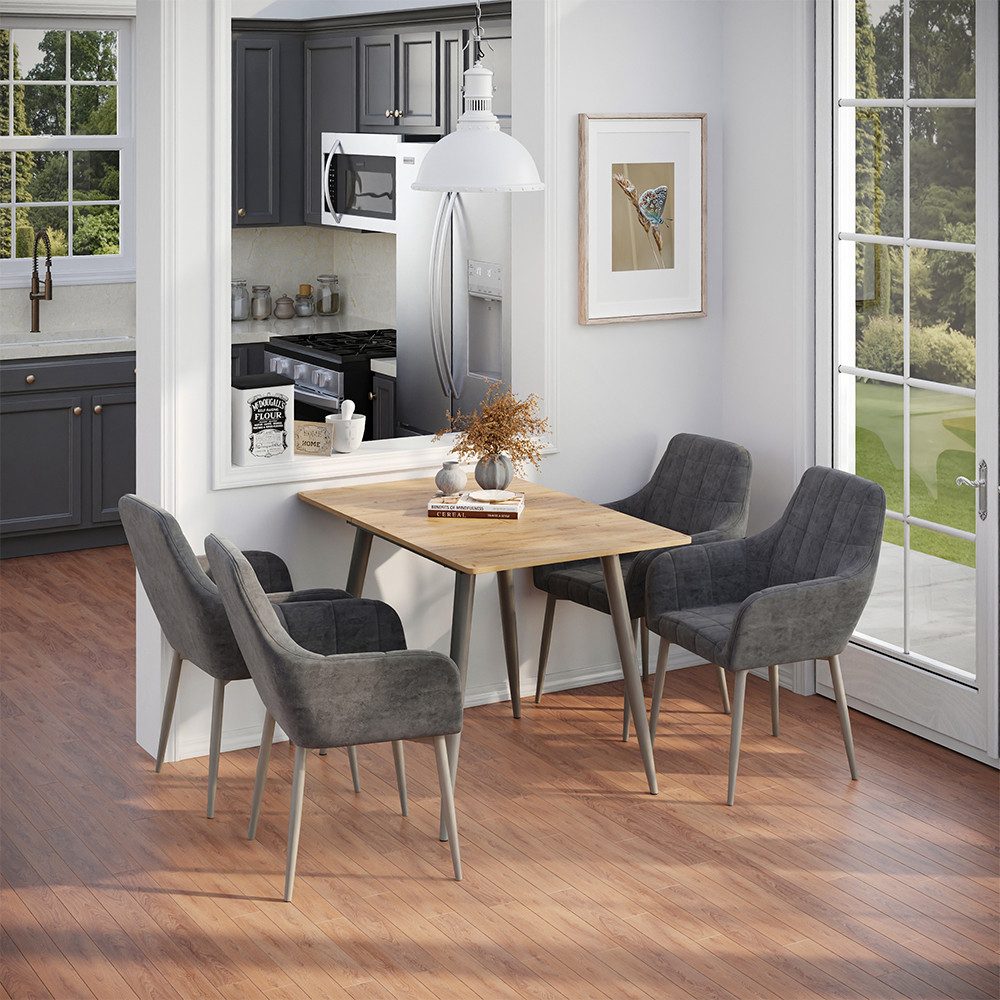 Vicco Esstisch Beaver, Goldkraft Eiche/Greige, 80 x 70 cm ausziehbar (1-St)