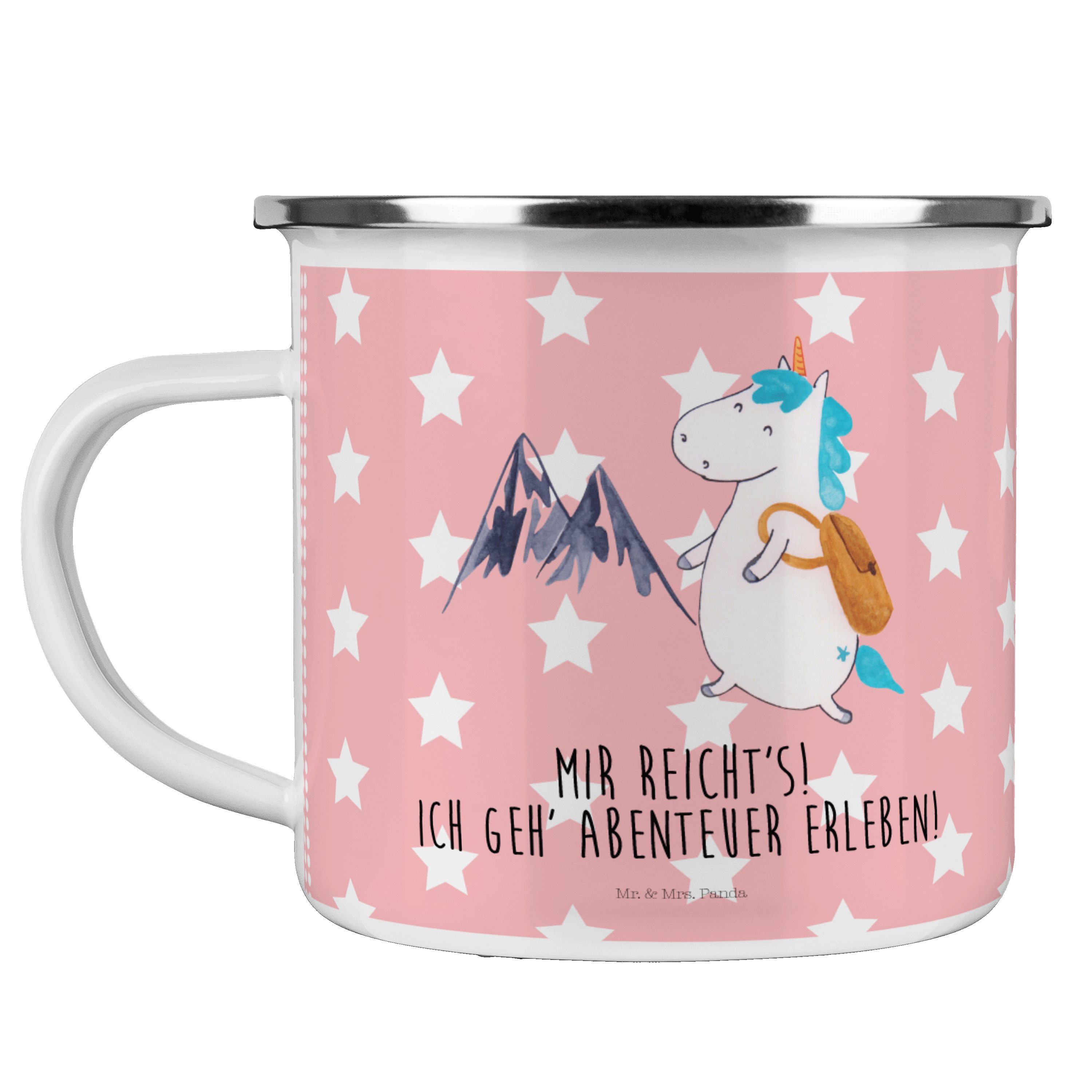 Mr. & Mrs. Panda Becher Bergsteiger Emaille - Out, Blechtasse Rot Geschenk, - Pastell Einhorn Unicorn