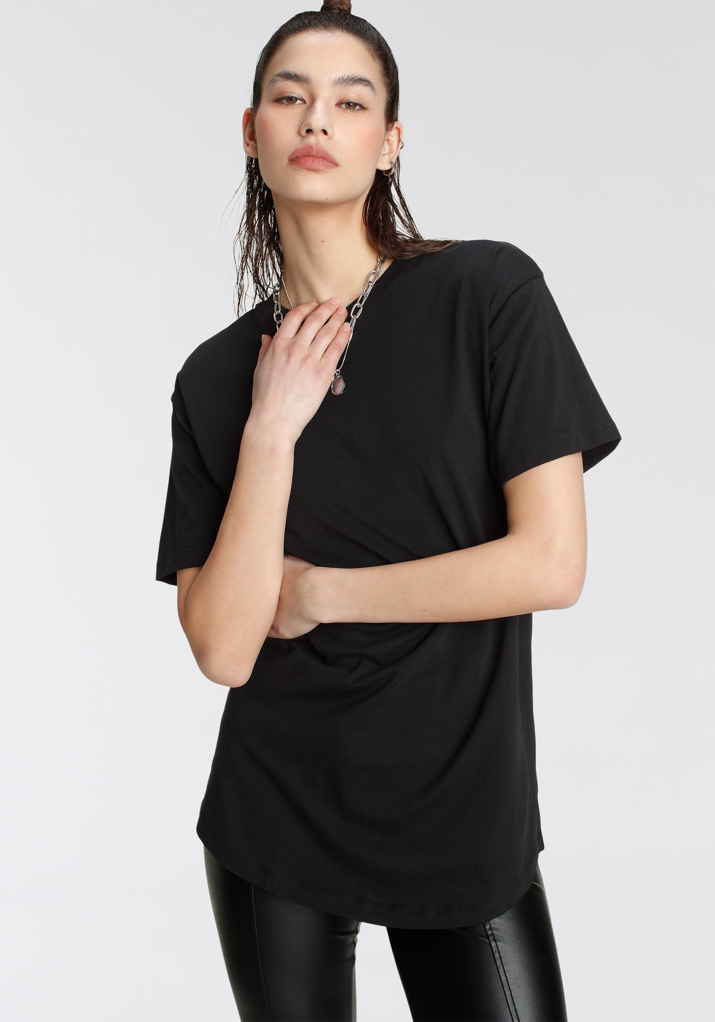 Tamaris Oversize-Shirt Kurzarm, weiter Schnitt, Basic-Stil, günstig online kaufen