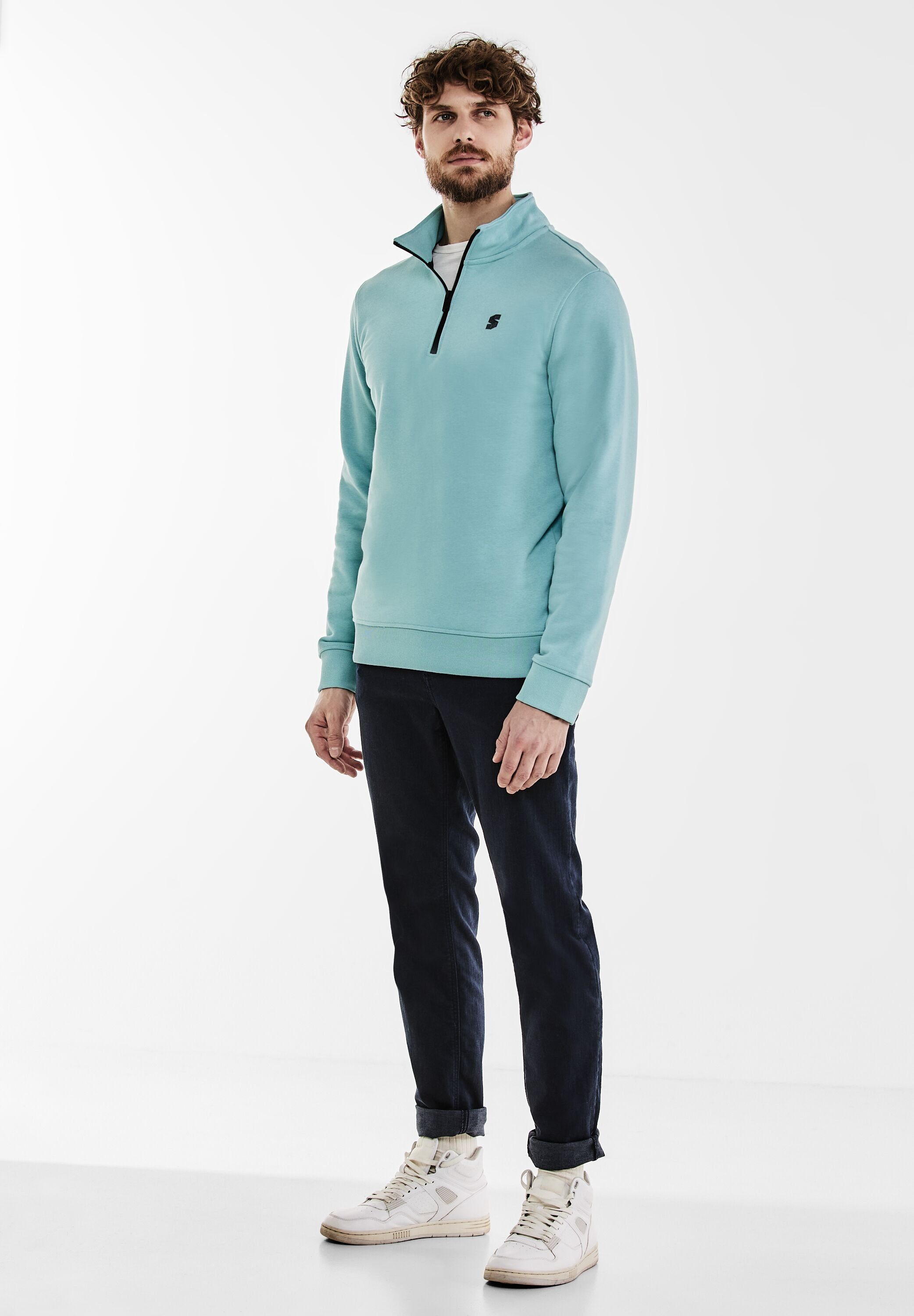 STREET ONE MEN Sweatshirt mit Stehkragen