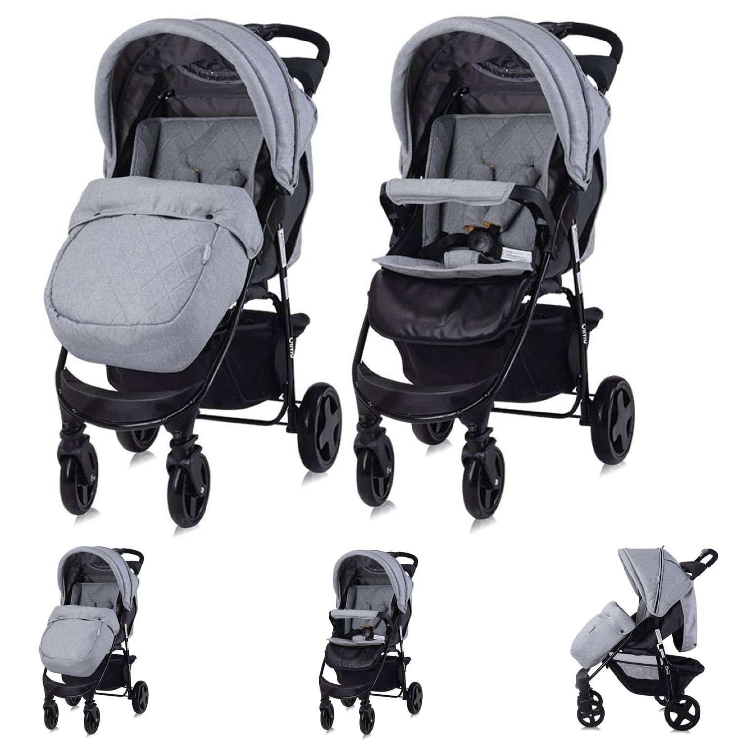 Zubehörbox, Lorelli Kinder-Buggy grau Buggy Fußabdeckung, Korb verstellbar, Olivia, Kinderwagen