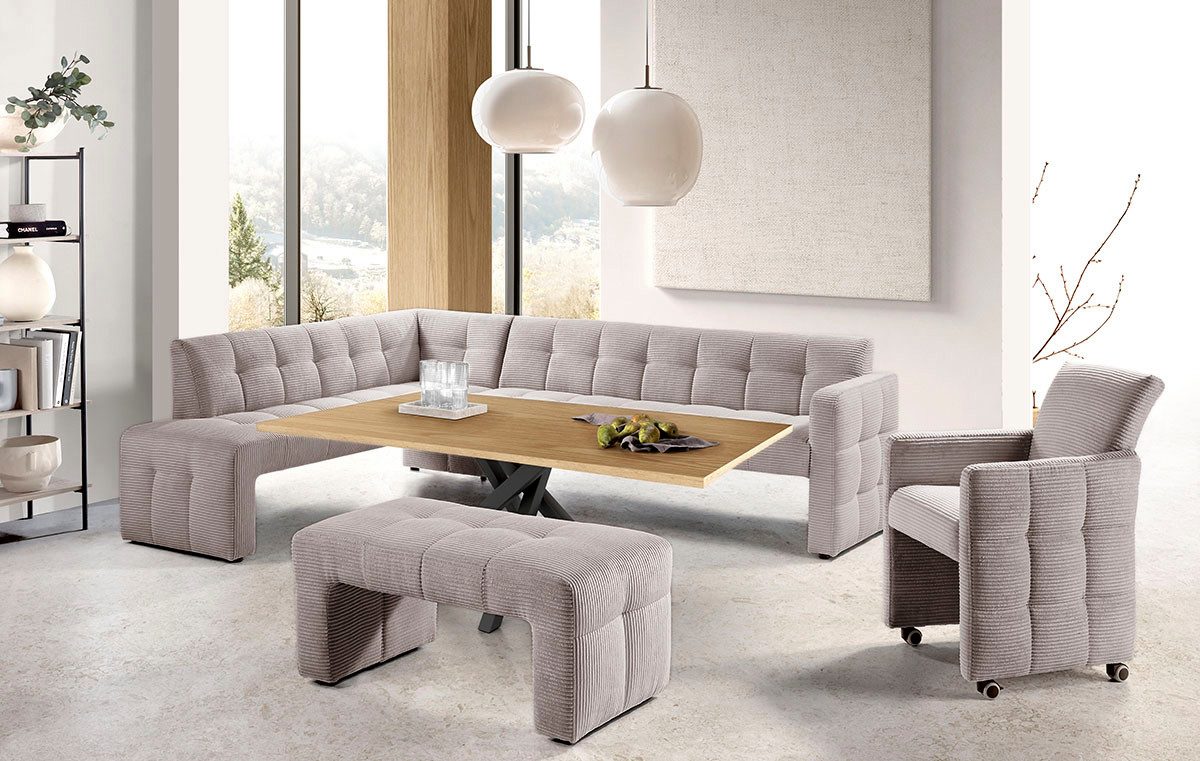 exxpo - sofa fashion Essbank Barista, bequem und elegant, hohe Bodenfreiheit, Eckbank Barista bequem und elegant, hochwertige Detailverarbeitung