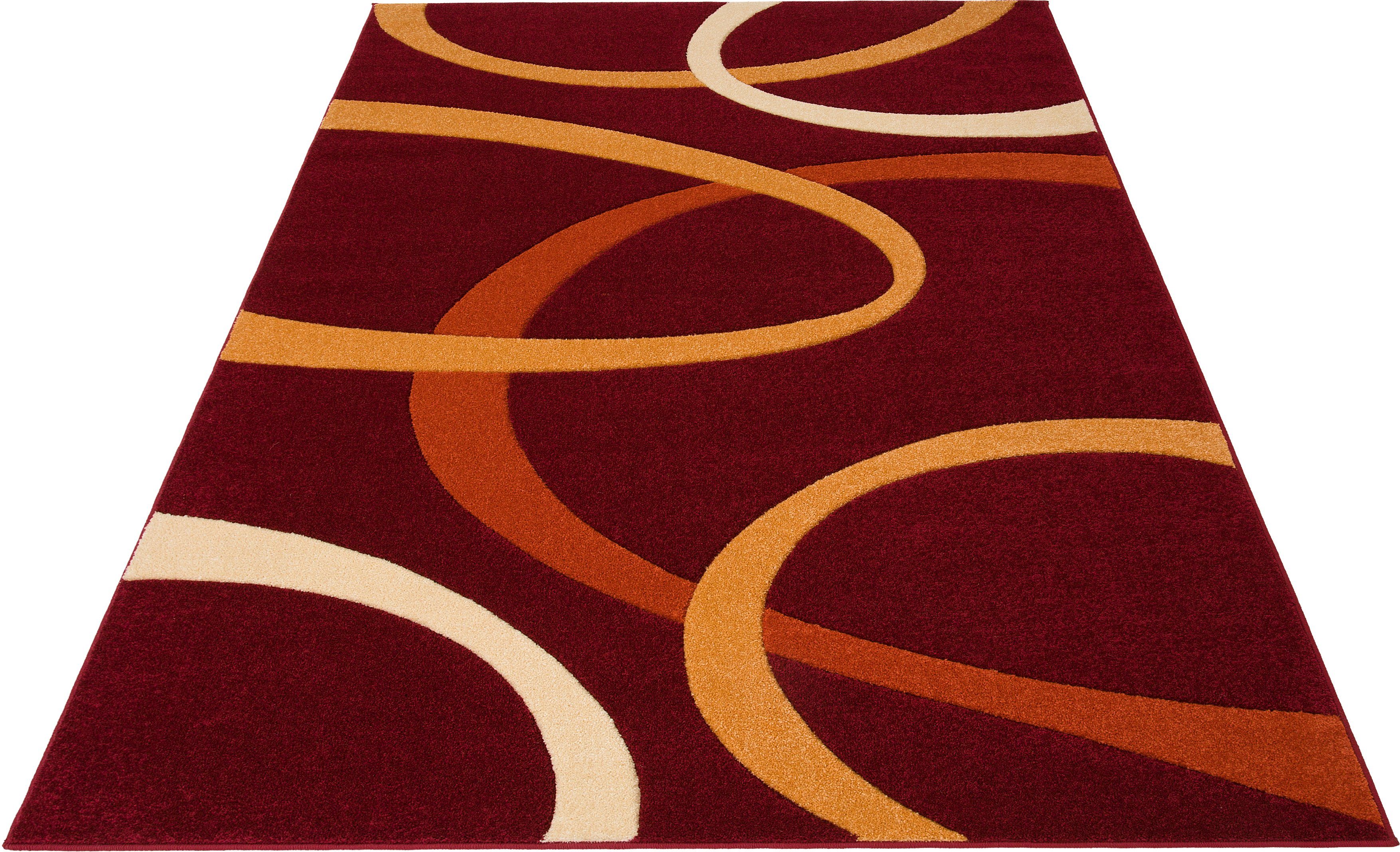 Teppich Bill, my home, rechteckig, Höhe: 10 mm, mit handgearbeitetem Konturenschnitt, Kurzflor, elegant, 3D-Design rot