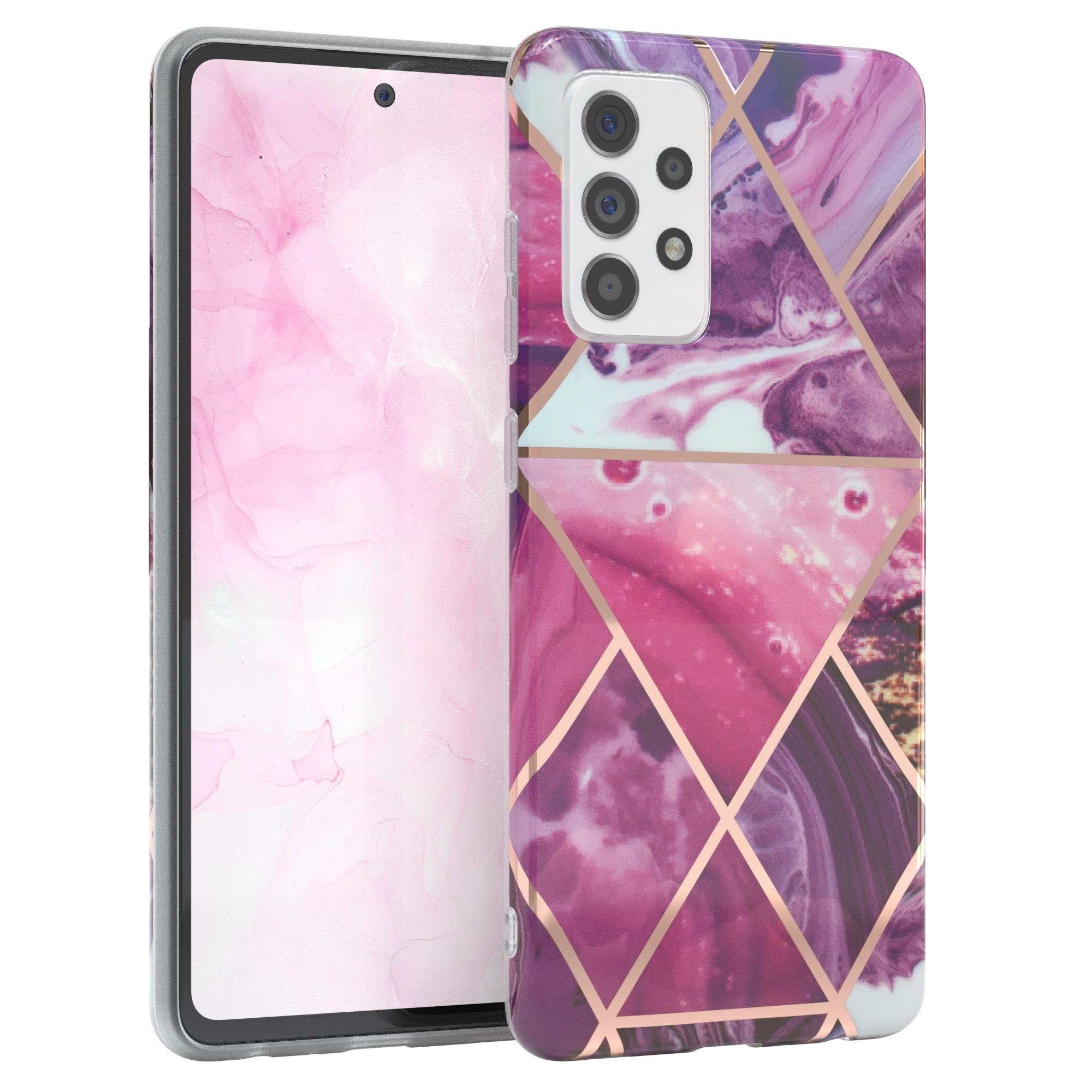 EAZY CASE Handyhülle IMD Motiv Cover für Galaxy A52 / A52 5G / A52s 5G 6,5 Zoll, Dünne Handy Schutzhülle mit Kameraschutz Slim Backcover Violett Beere