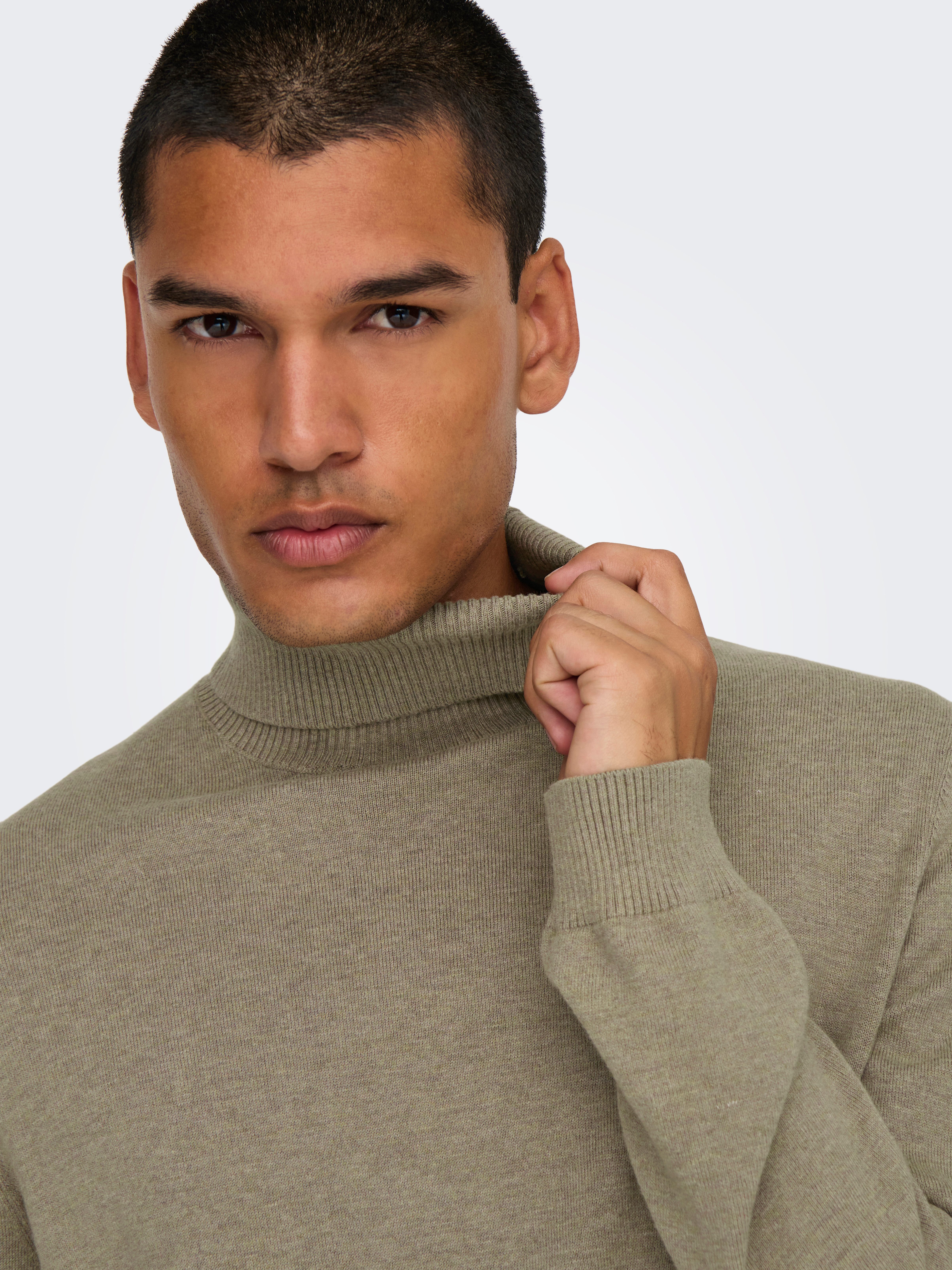 ONLY & SONS Stehkragenpullover ONSLOUI REG 12 MEL ROLL KNIT NOOS