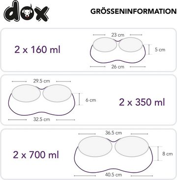 DDOXX Futternapf Doppel-Fressnapf, rutschfest, Hunde & Katzen, Edelstahl, Melamin, Langlebig,Robust,Rutschfest