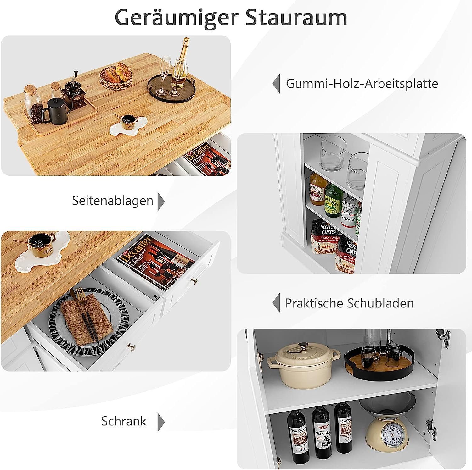 KOMFOTTEU Küchenregal Kücheninsel, multifunktional Küchenschrank, 120 günstig online kaufen
