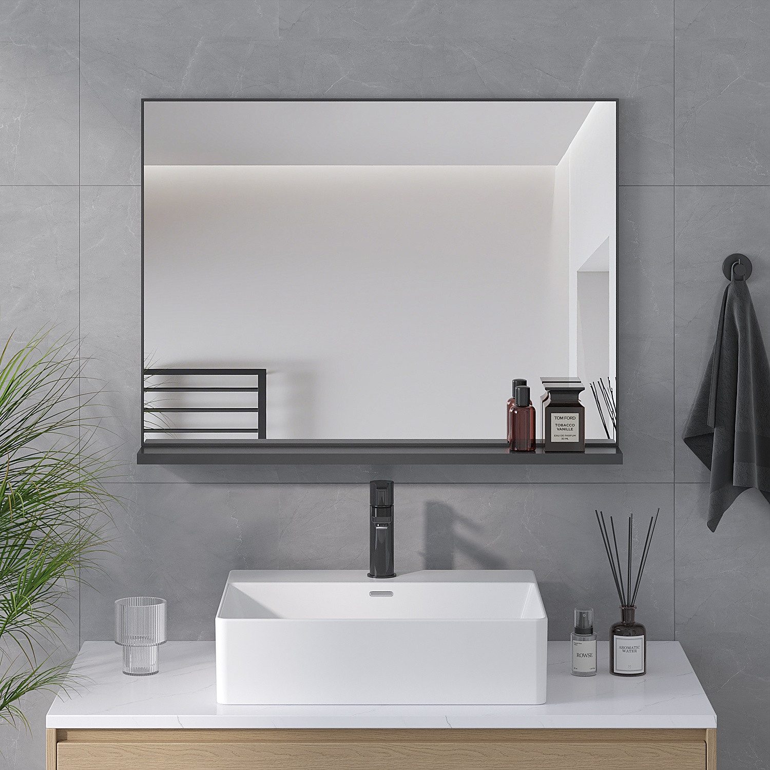AQUABATOS Badspiegel Wandspiegel mit Ablage Badezimmer Spiegel Bad Hängespi günstig online kaufen