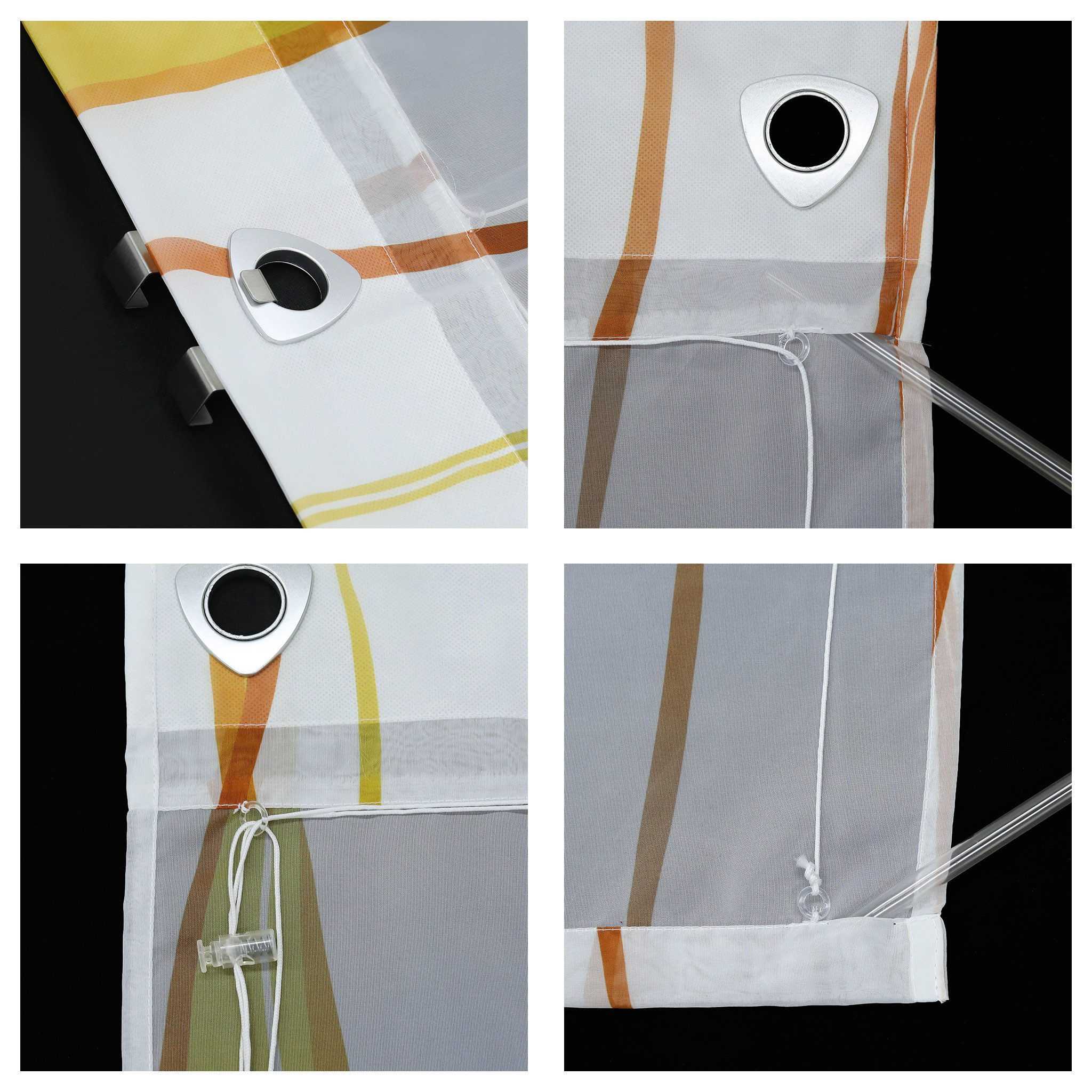 Joyswahl Raffrollo, mit Hakenaufhängung, mit farbig Wellen Druck Voile Raffgardine Vorhang Wohnzimmer