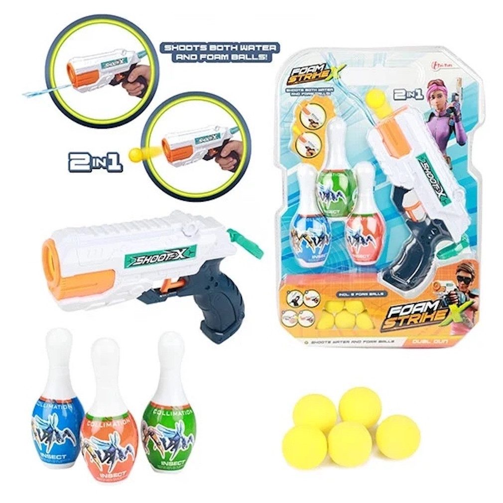 Toi-Toys Blaster Wasserpistole und Ball Blaster 5xBall 3Kegel
