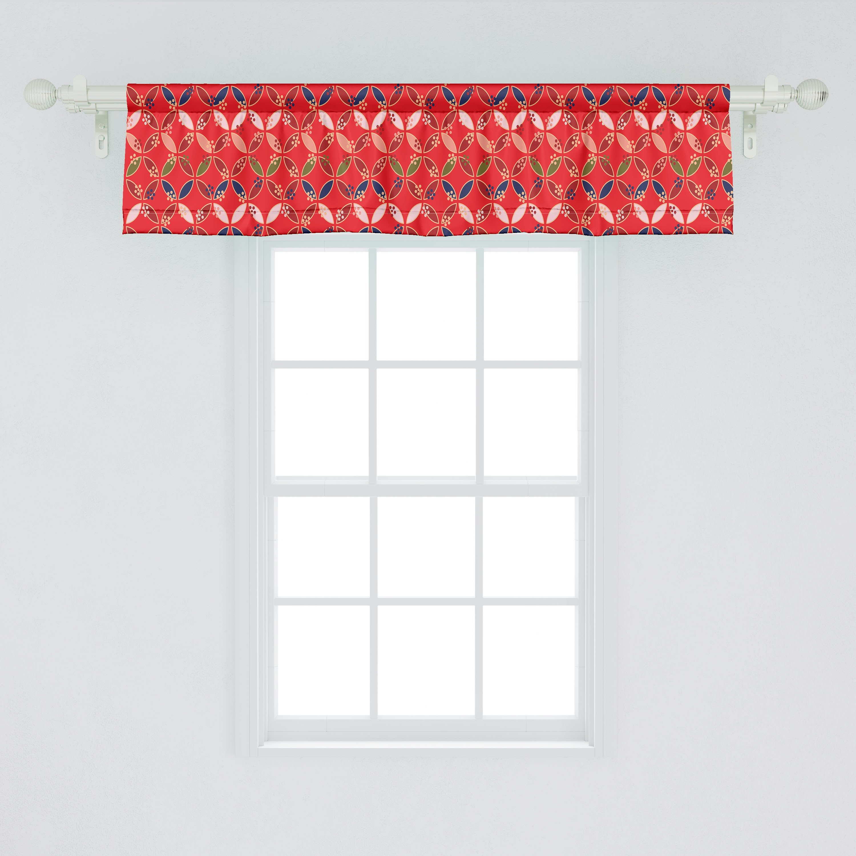 Stangentasche, Vorhang Blütenblätter Volant Küche für Scheibengardine Microfaser, Abstrakt Abakuhaus, mit Japanische Schlafzimmer Dekor
