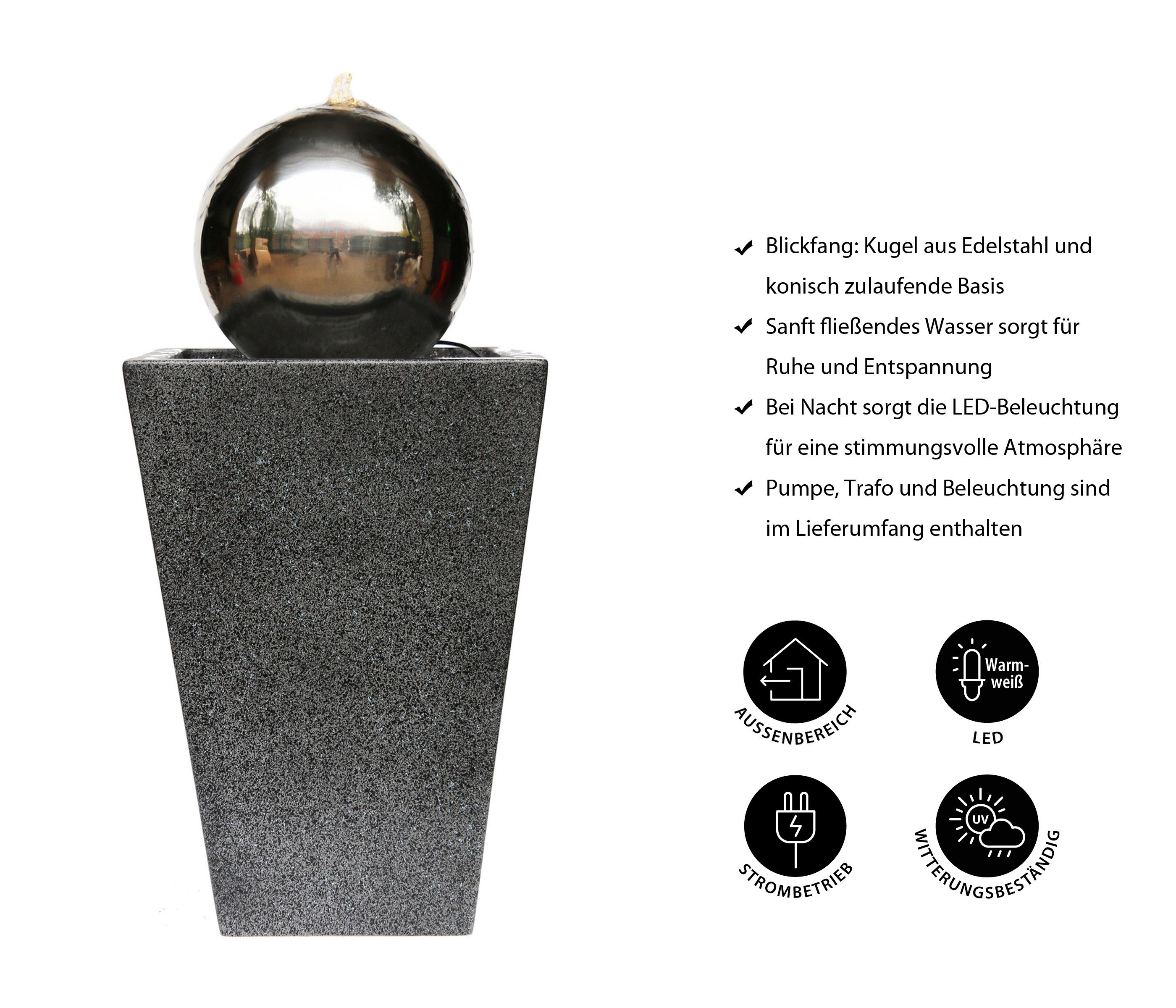 Dehner Gartenbrunnen Kioto mit LED, ca. günstig online kaufen