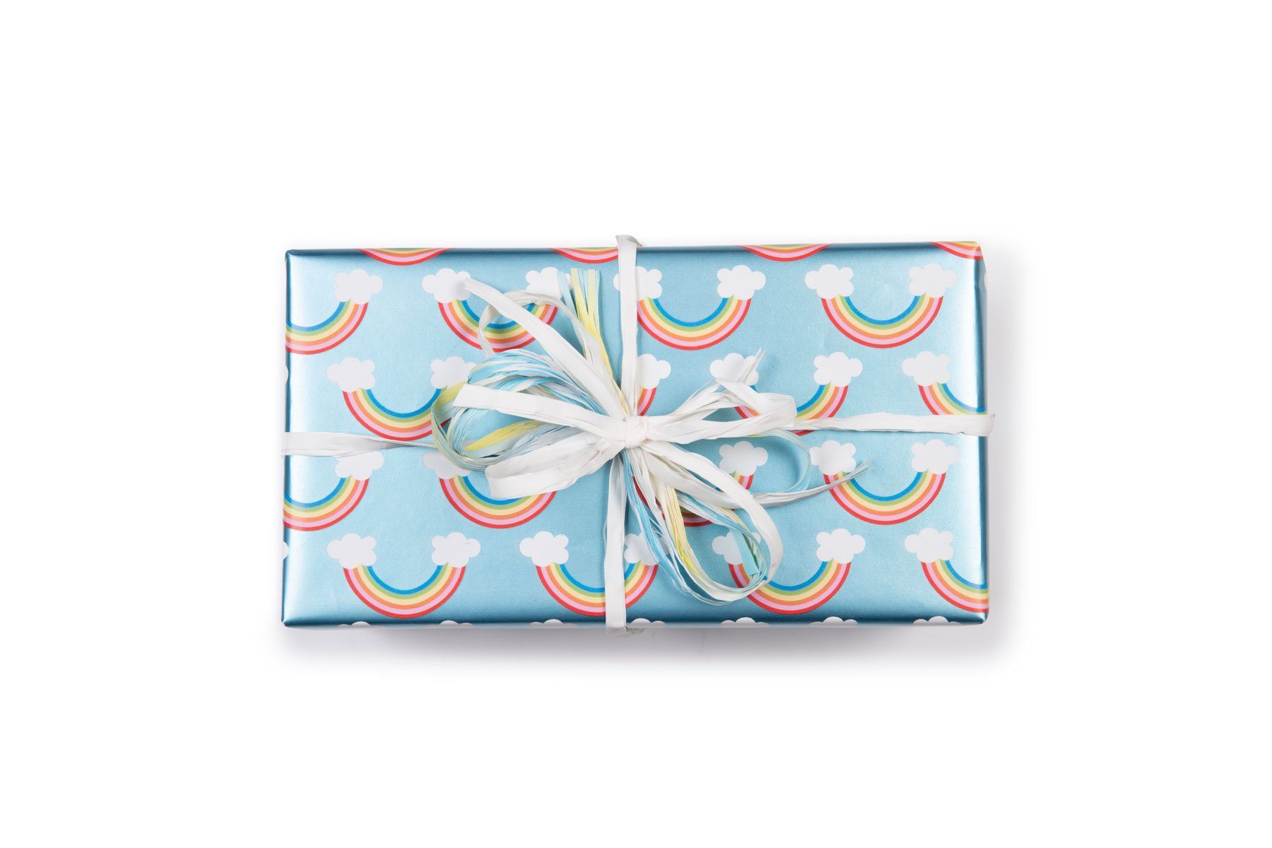 Star Geschenkpapier, Geschenkpapier Regenbogen mit Wolke 70cm x 2m, Rolle