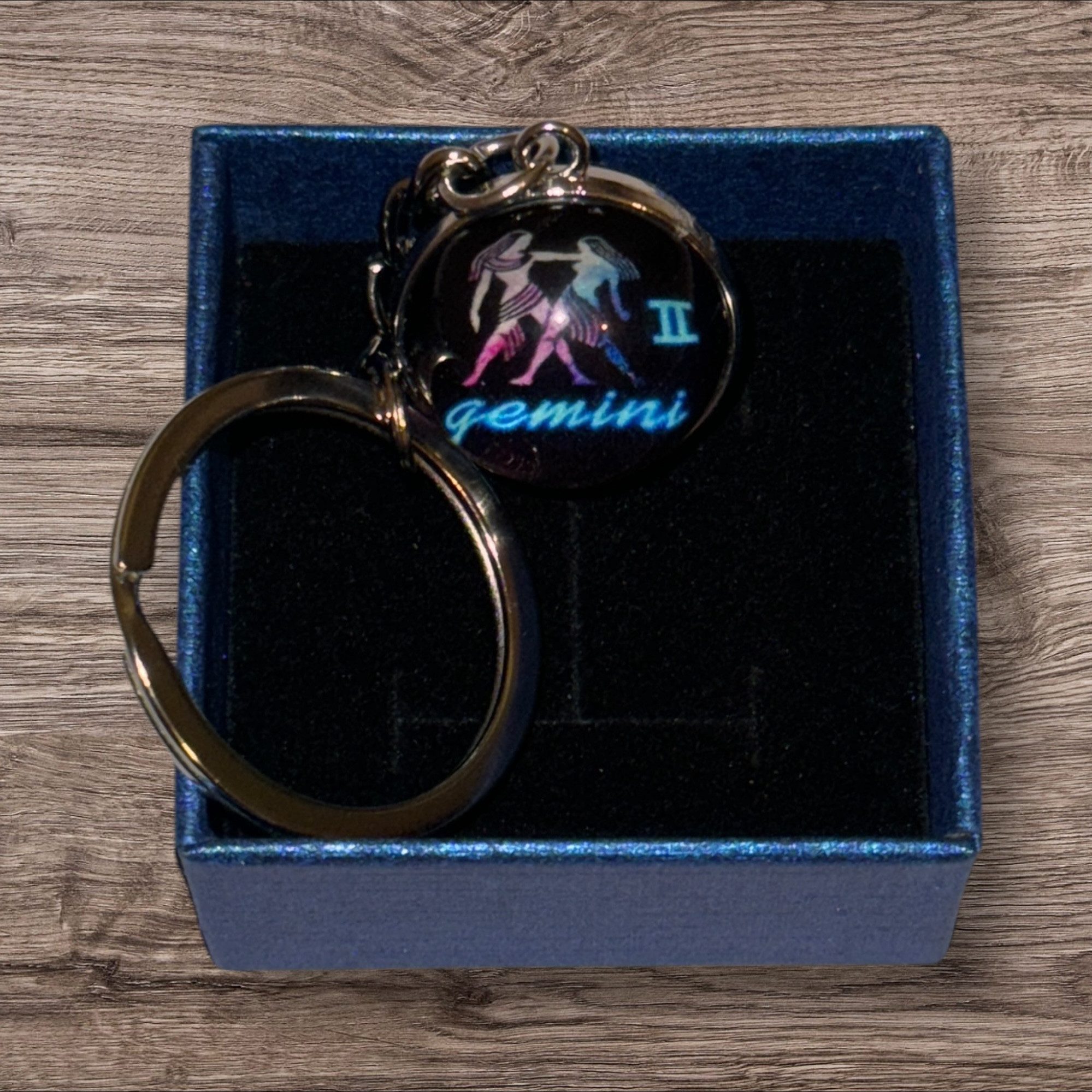 Schlüsselanhänger mit Gravur Zwillinge Sternzeichen Schlüsselanhänger 3D mit Geschenkbox