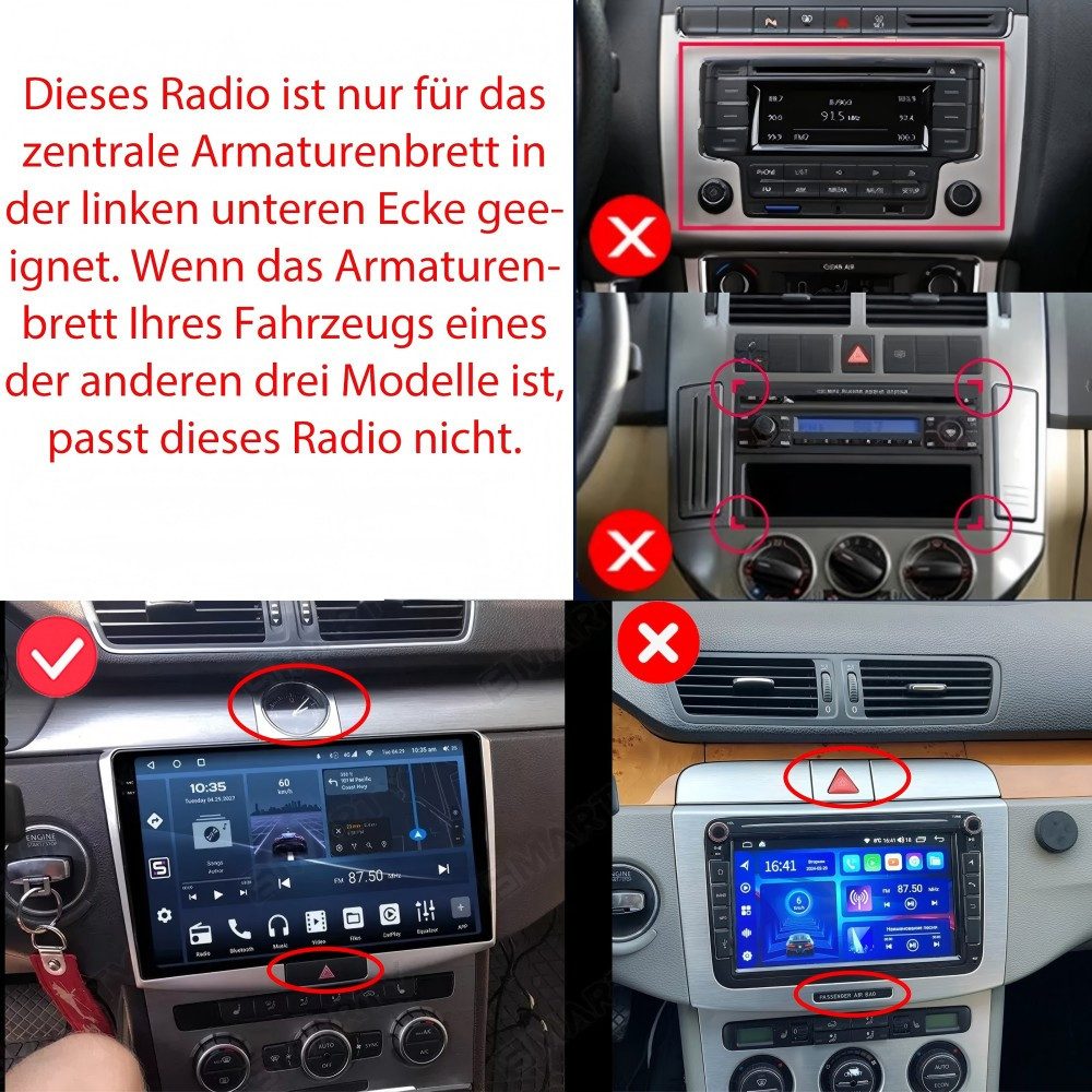 ESSGOO 9" Für VW Passat B7 CC Magotan 2011-2015 Android 15 Carplay FM RDS GPS Navigationsgerät (Carplay Android Auto Bluetooth FM AM RDS WIFI GPS Navigationsgerät)