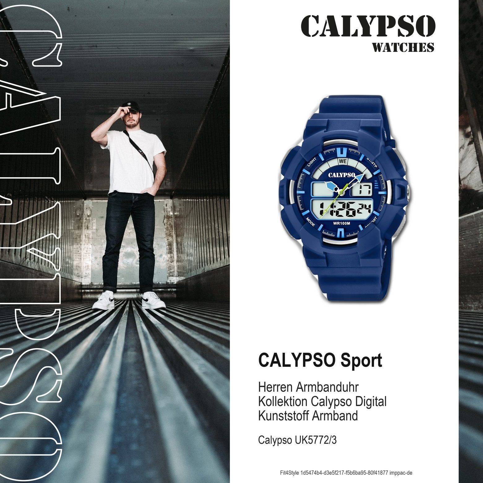 CALYPSO WATCHES Kunststoff, blau, Armbanduhr Digitaluhr PUarmband rund, Herren Sport K5772/3, Uhr Calypso Herren