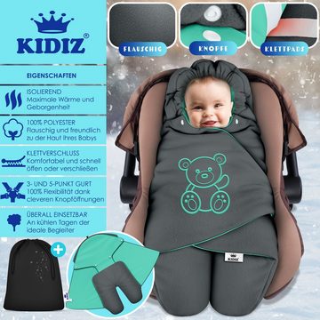 KIDIZ Deckenschlafsack, Baby Einschlagdecke Winter + Kapuze, Tasche Babyeinschlagdecke