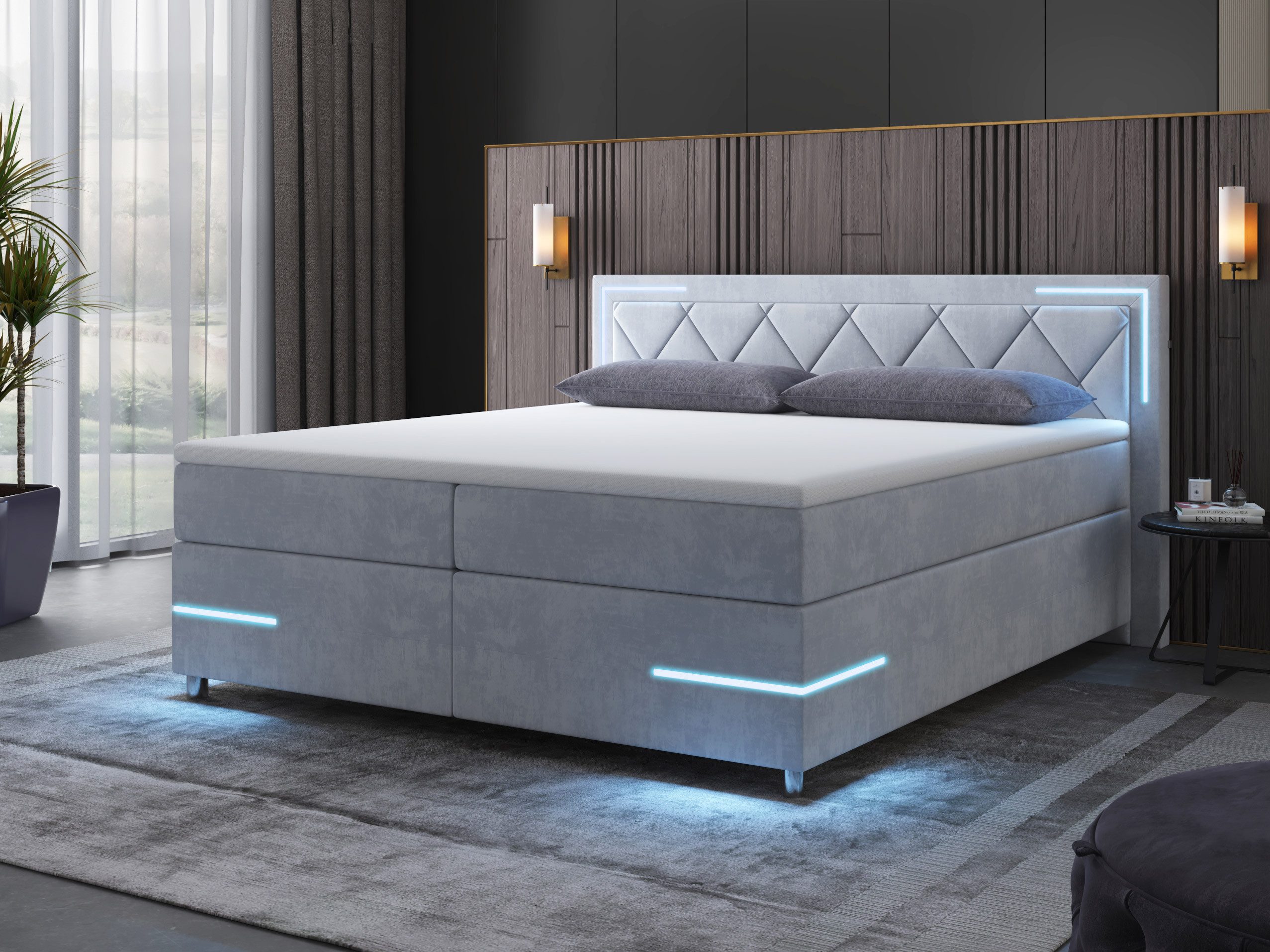 wonello Boxspringbett Arizona, mit LED Beleuchtung günstig online kaufen