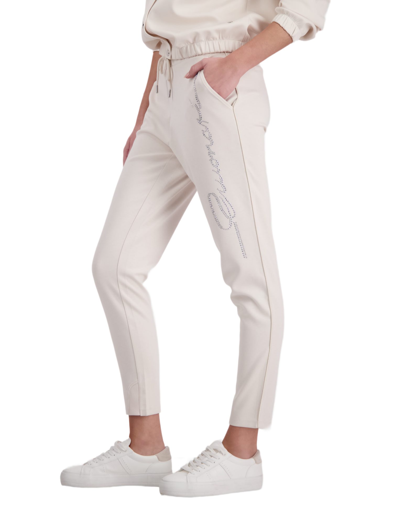 Monari Stoffhose weiß, Casual, Polyester, Unifarben, Skinny, Mittel