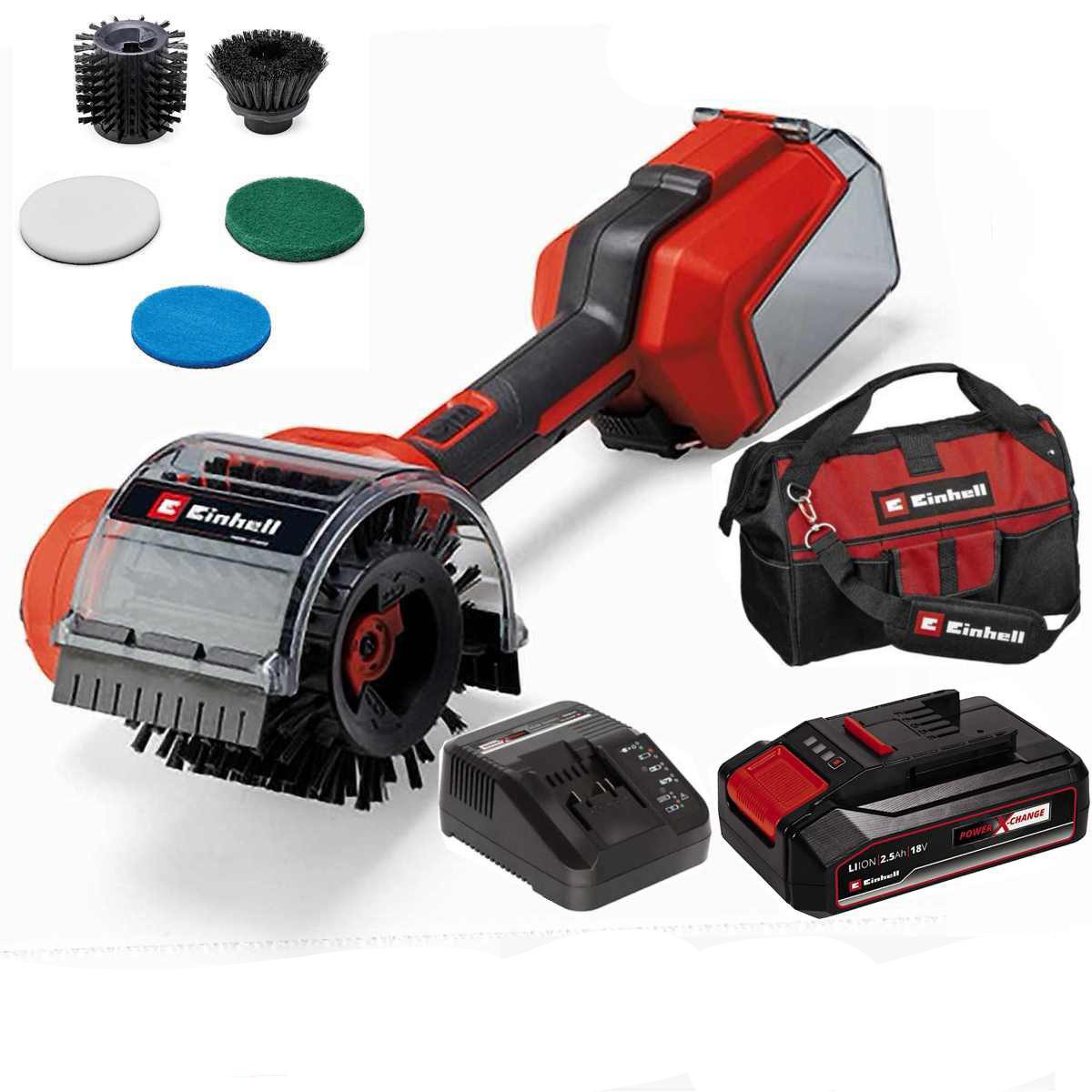 Einhell Akku-Oberflächenbürste Oberflächenbürste PICOBELLA 18/90 - 18V Akku 2.5 Ah Ladegerät Tasche