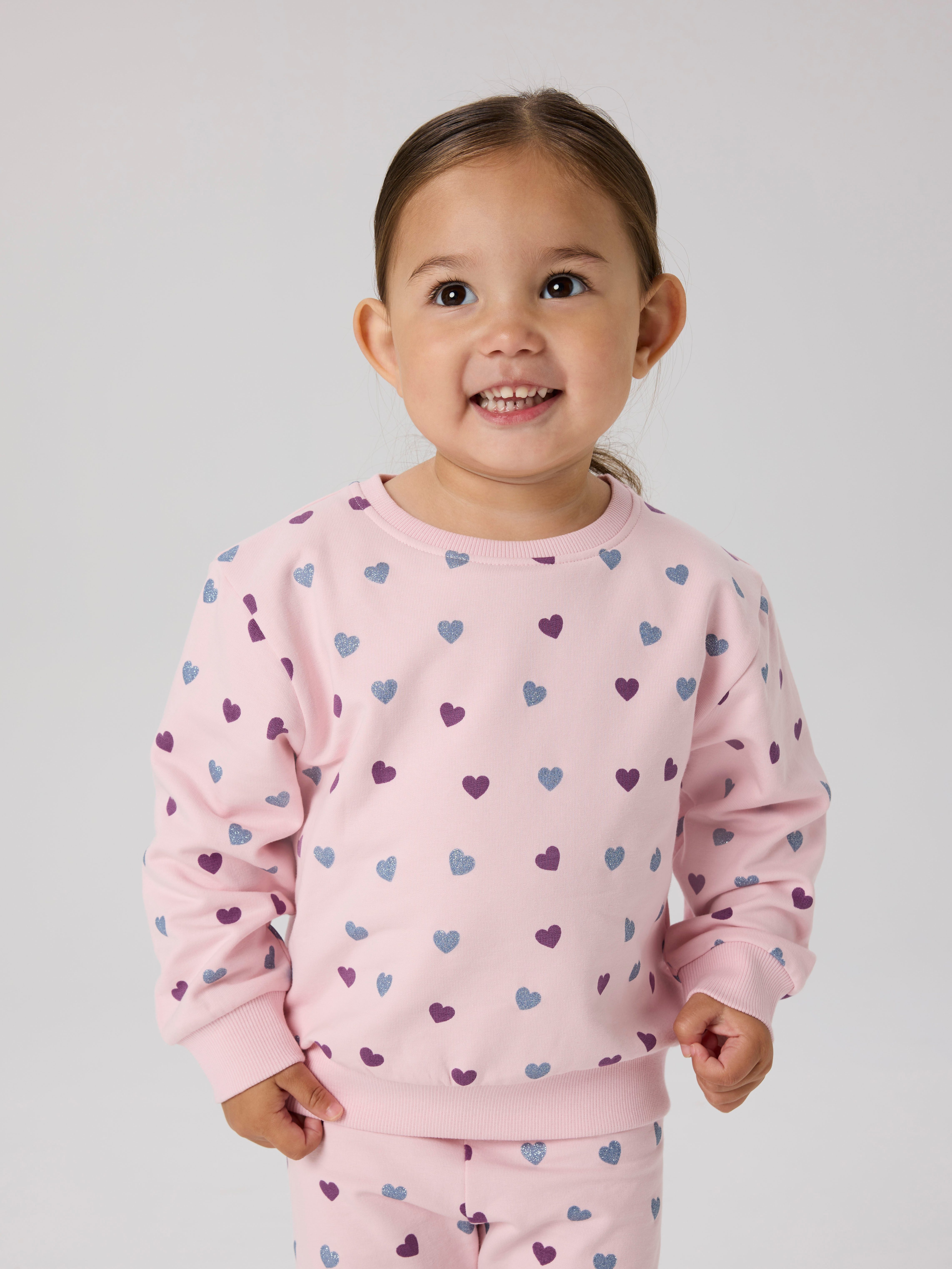 Name It Sweatshirt NMFSOLEA LS NREG SWE BRU Baumwollmischung, Glitzerdetails, Druck, Langarm