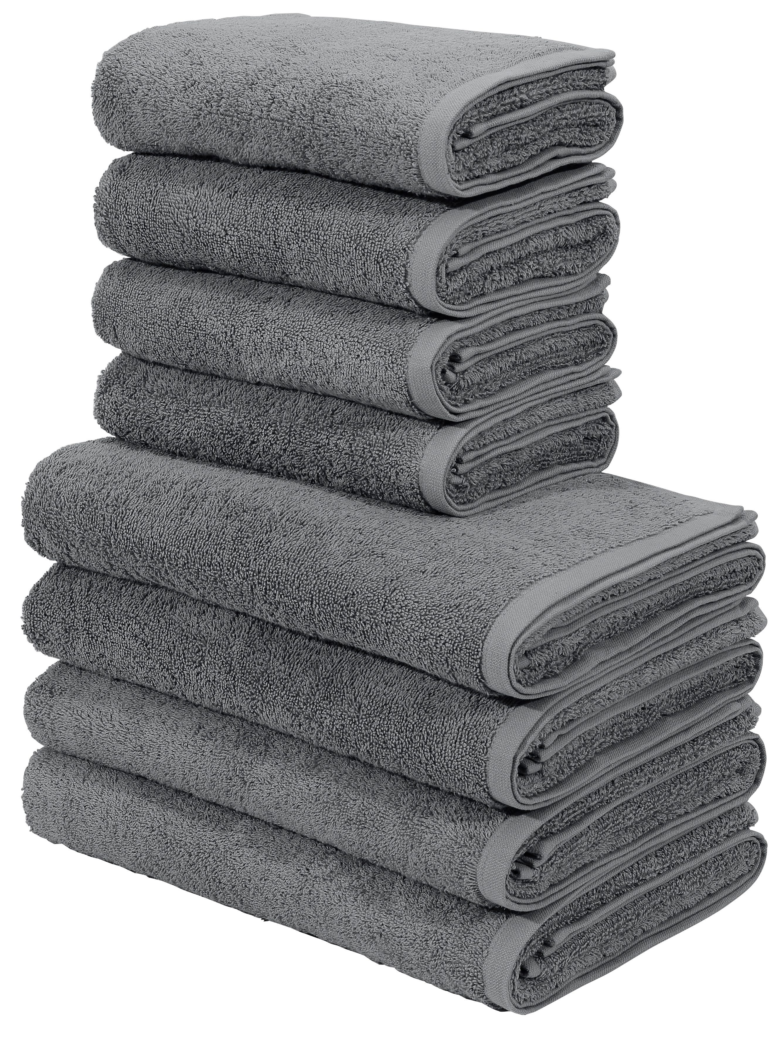 OTTO home Handtuch Set Merida, 4 Duschtücher 70x140cm, 4 Handtücher 50x100cm, Frottier (8-St), kuschelig weich, einfarbig, 100% Baumwolle
