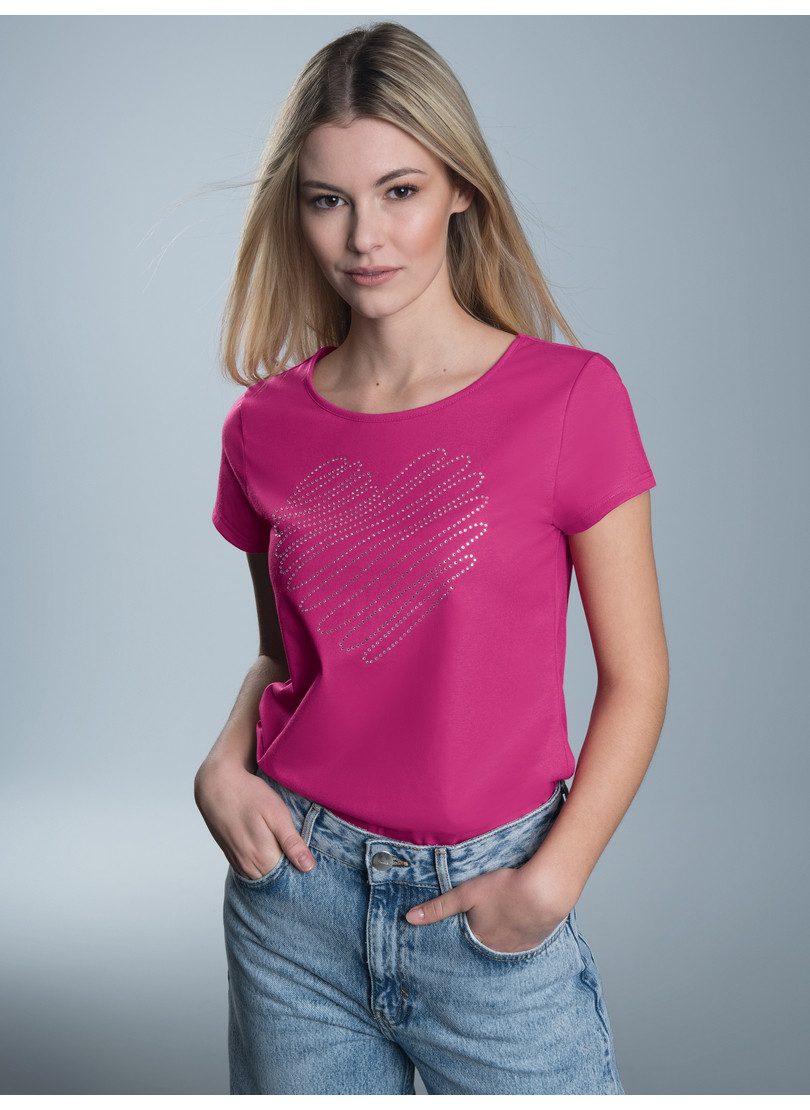 Trigema T-Shirt TRIGEMA Slim Fit T-Shirt mit glitzerndem Herz-Printmotiv (1 günstig online kaufen