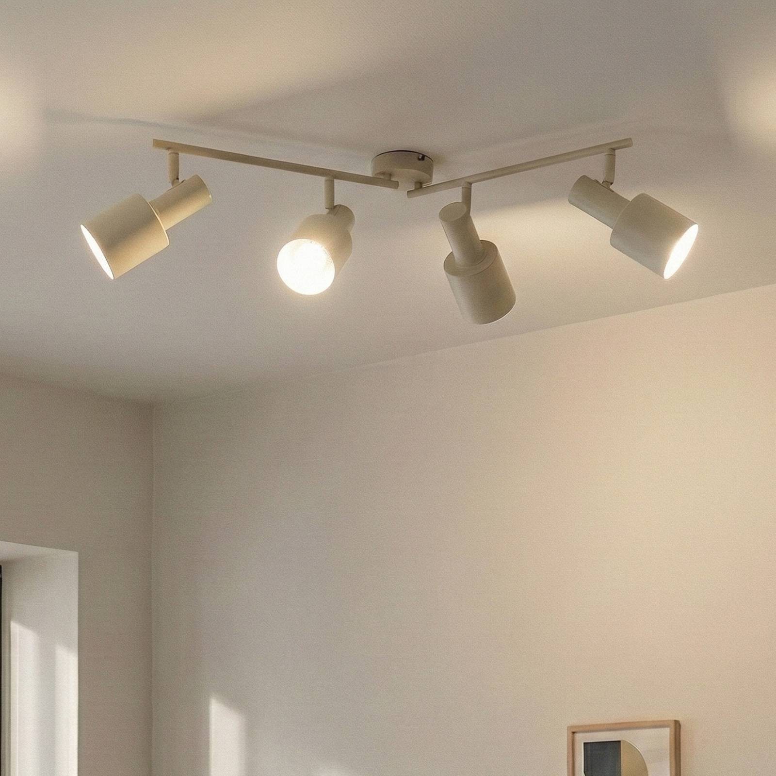 Lindby Deckenstrahler Ovelia, Metall, Creme IP20, 4 x 15 W LED