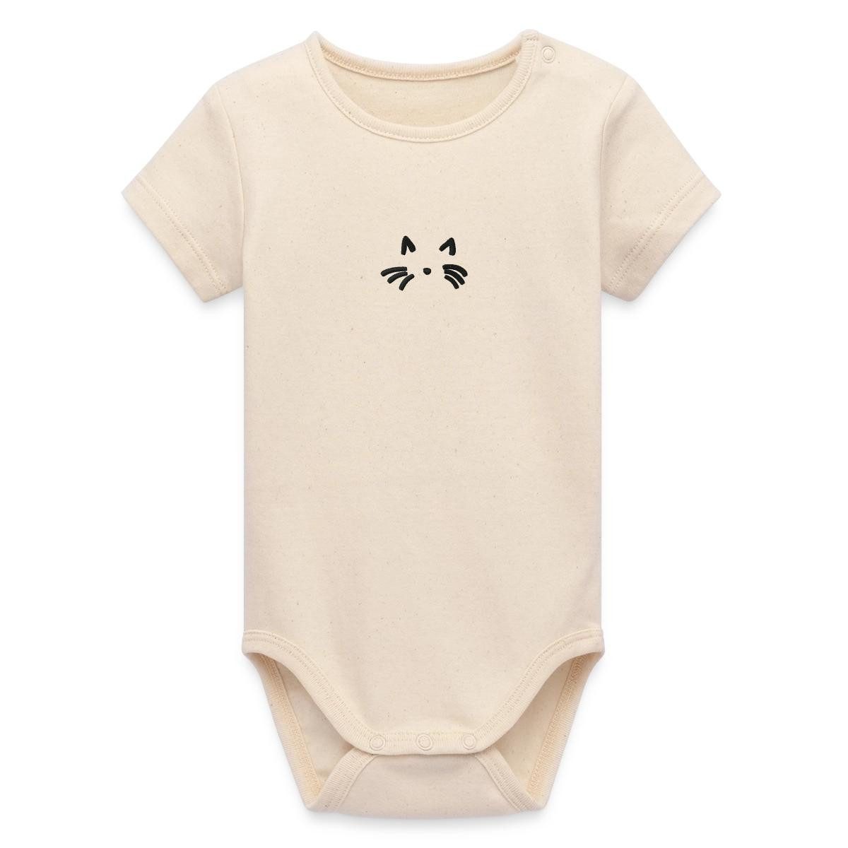 Spreadshirt Kurzarmbody Katzen Gesicht Bio Kurzarm Baby Body (1-tlg)