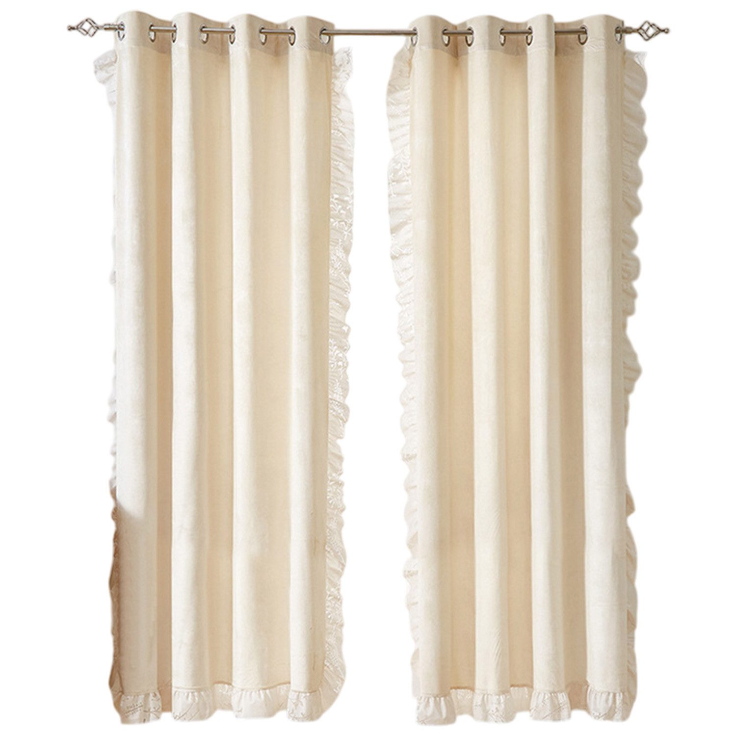 Refttenw Vorhang Samtvorhang mit Spitzenkanten Blickdicht günstig online kaufen