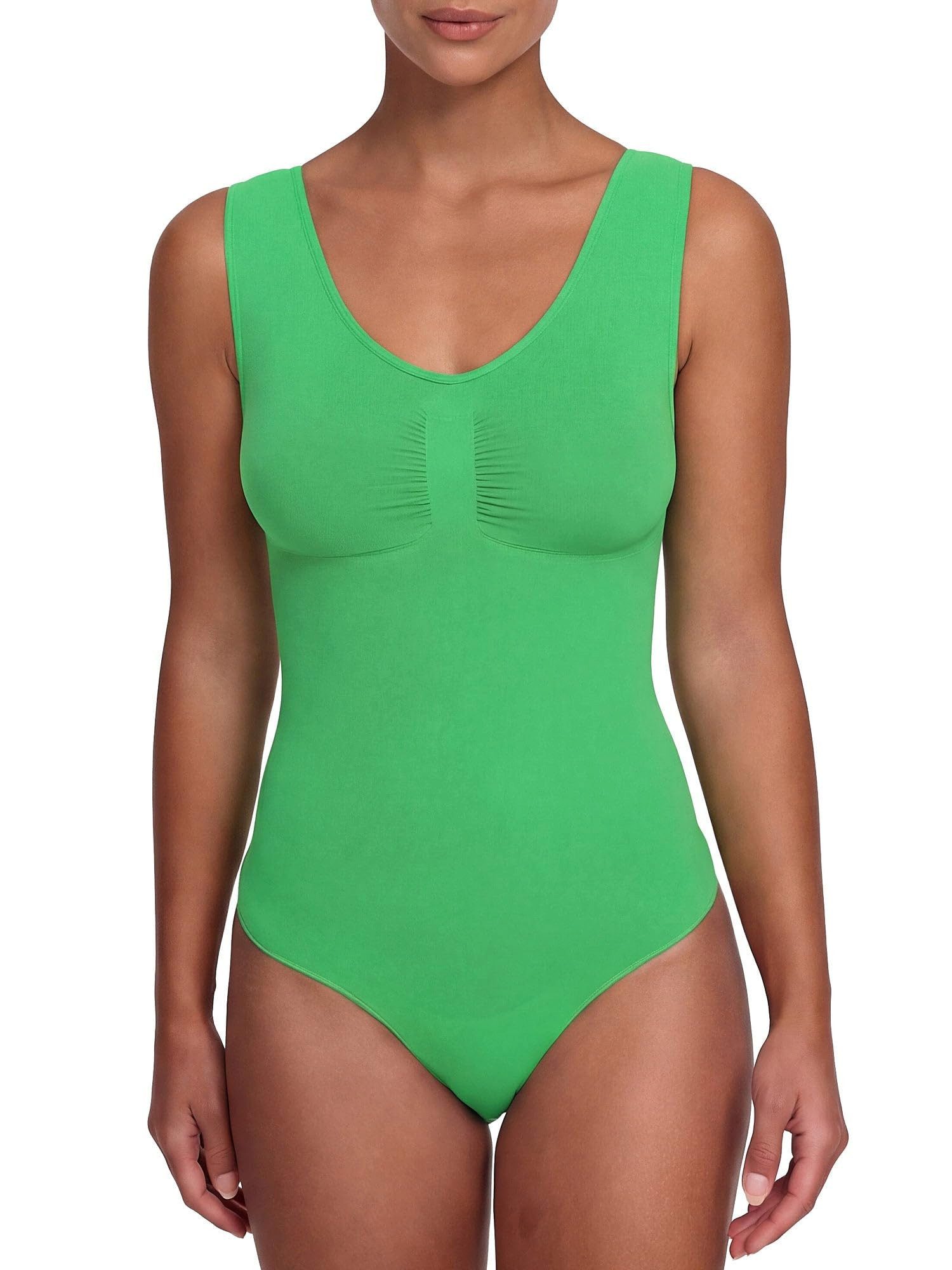 cfab (creamy fabrics) Miederbody Tank Bodysuit Sculpting Shapewear mit Slip-Poison Green-XL (1-tlg) Figurformend
