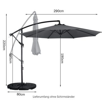 MVPower Sonnenschirm, Ampelschirm 300cm Gartenschirm UV50+ für Garten Pool