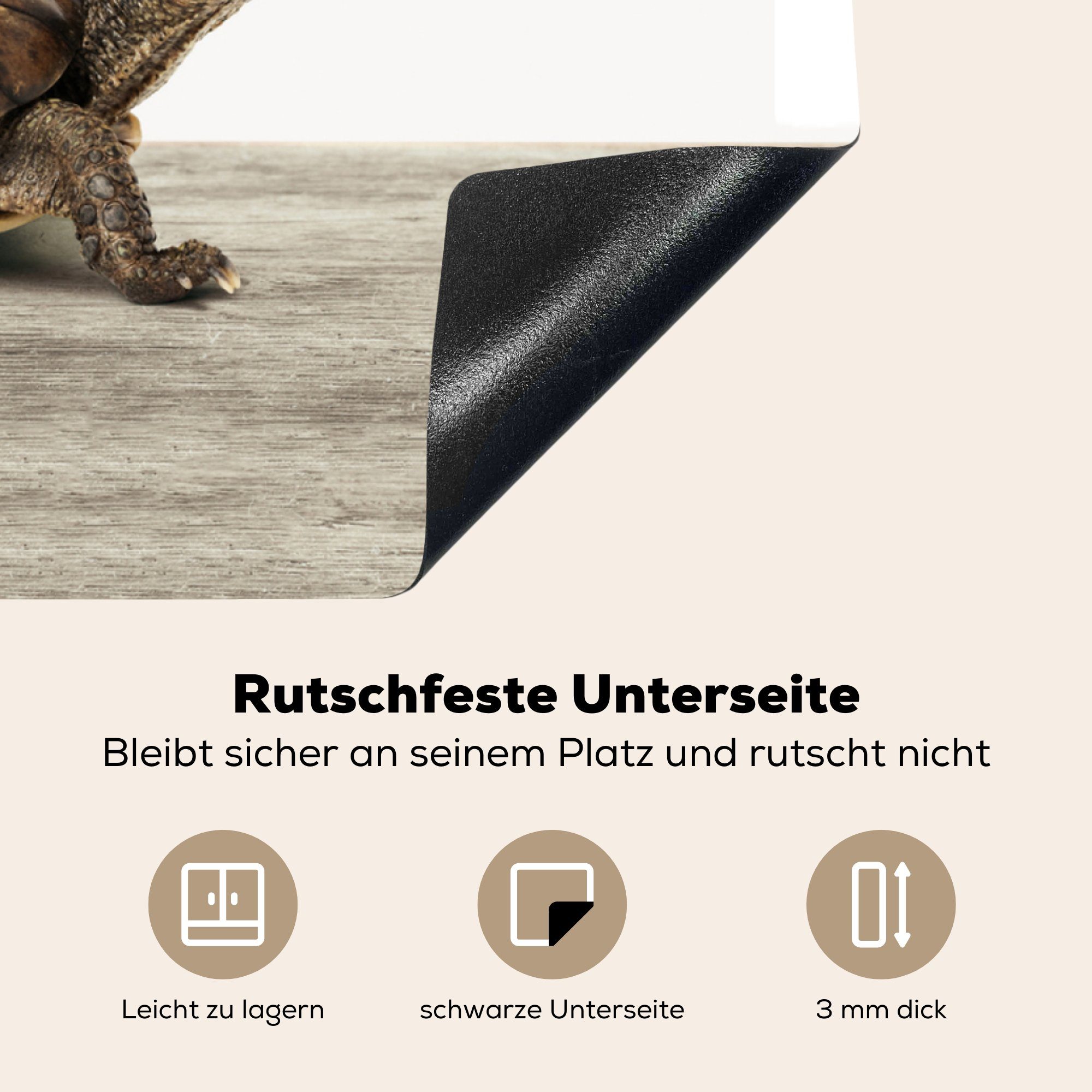 - Schildkröte tlg), Vinyl, Tiere für Herdblende-/Abdeckplatte Weiß, 78x78 MuchoWow (1 Arbeitsplatte cm, Ceranfeldabdeckung, küche -