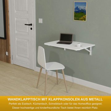KDR Produktgestaltung Klapptisch 70x50 Wandklapptisch Esstisch Küchentisch Schreibtisch Wand Tisch, Weiß